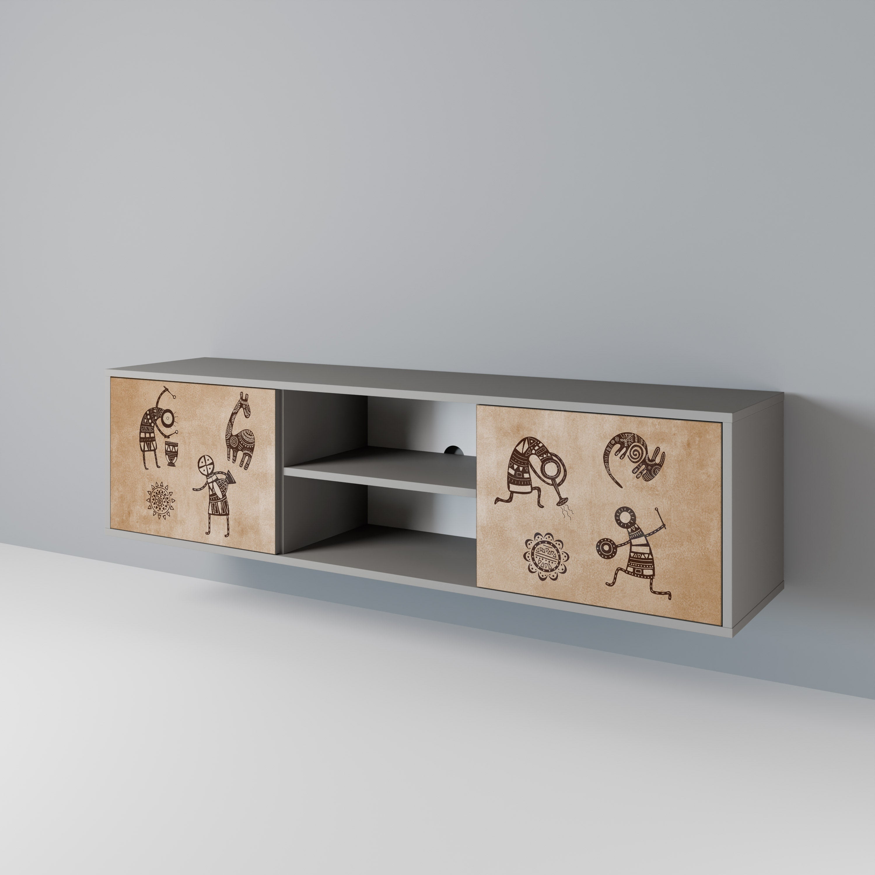 AFRICAN STYLE Szafka RTV 2-drzwiowa korpus Szary