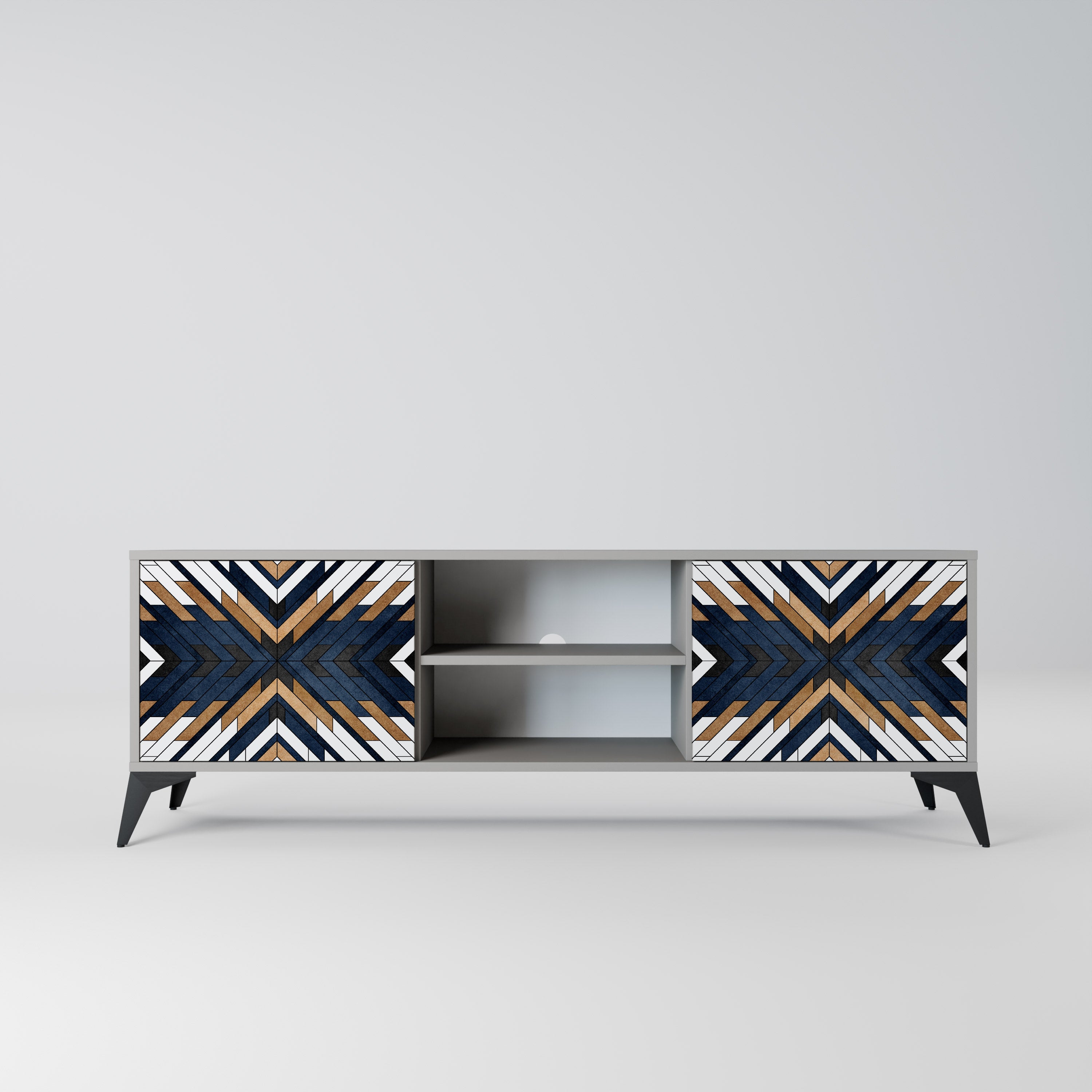 ARTFUL GEOMETRY Szafka RTV 2-drzwiowa korpus Szary