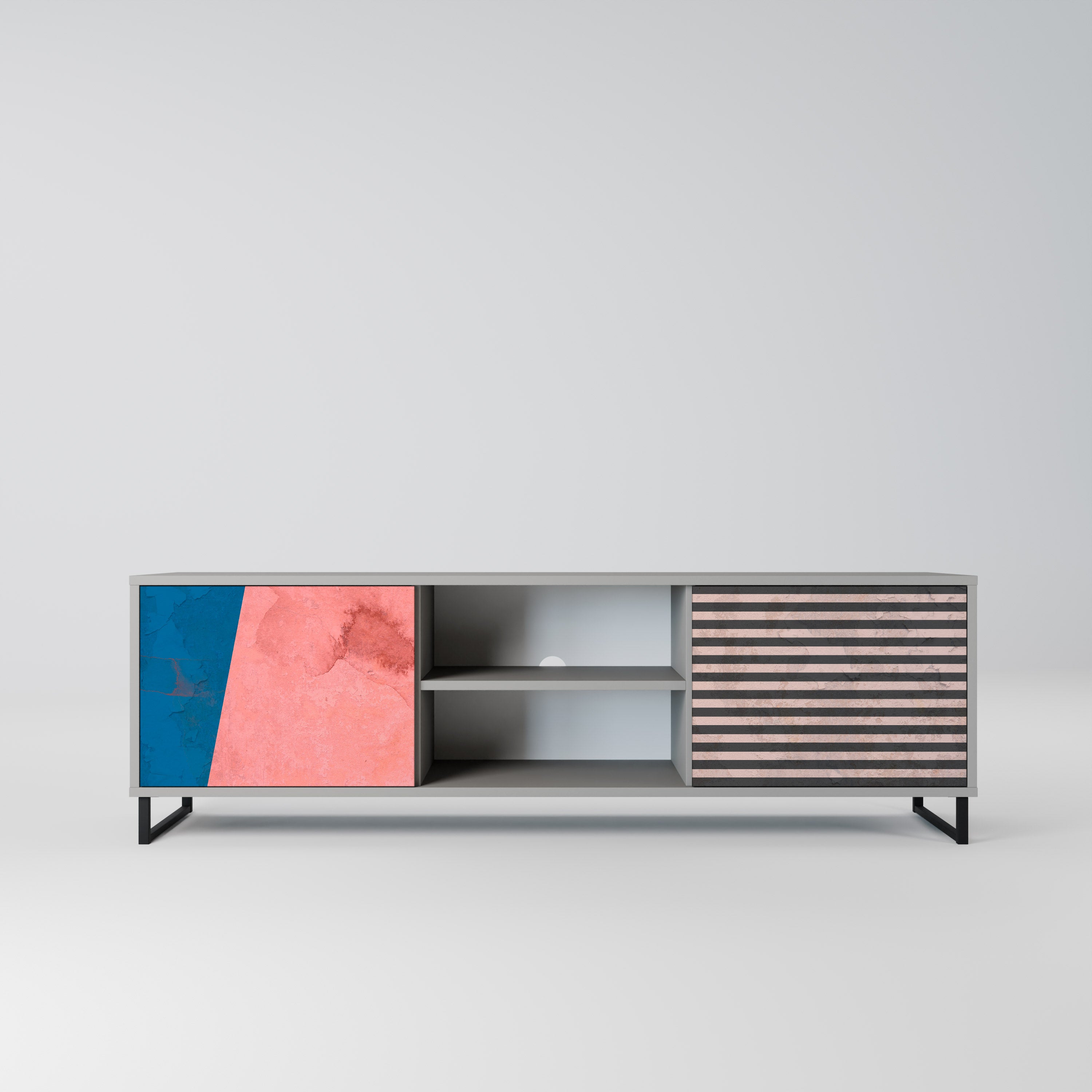 GLAMOROUS STRIPE Szafka RTV 2-drzwiowa korpus Szary