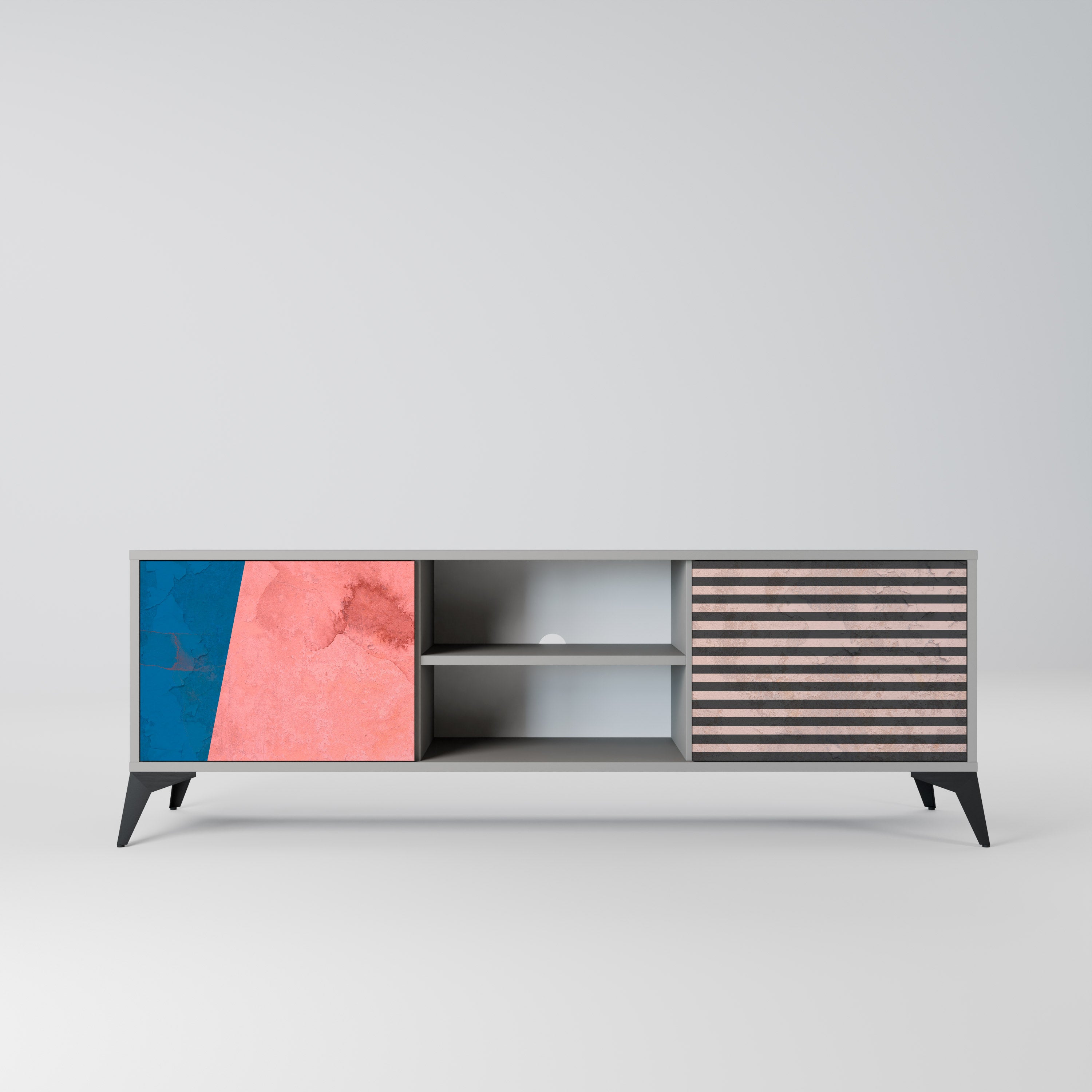 GLAMOROUS STRIPE Szafka RTV 2-drzwiowa korpus Szary