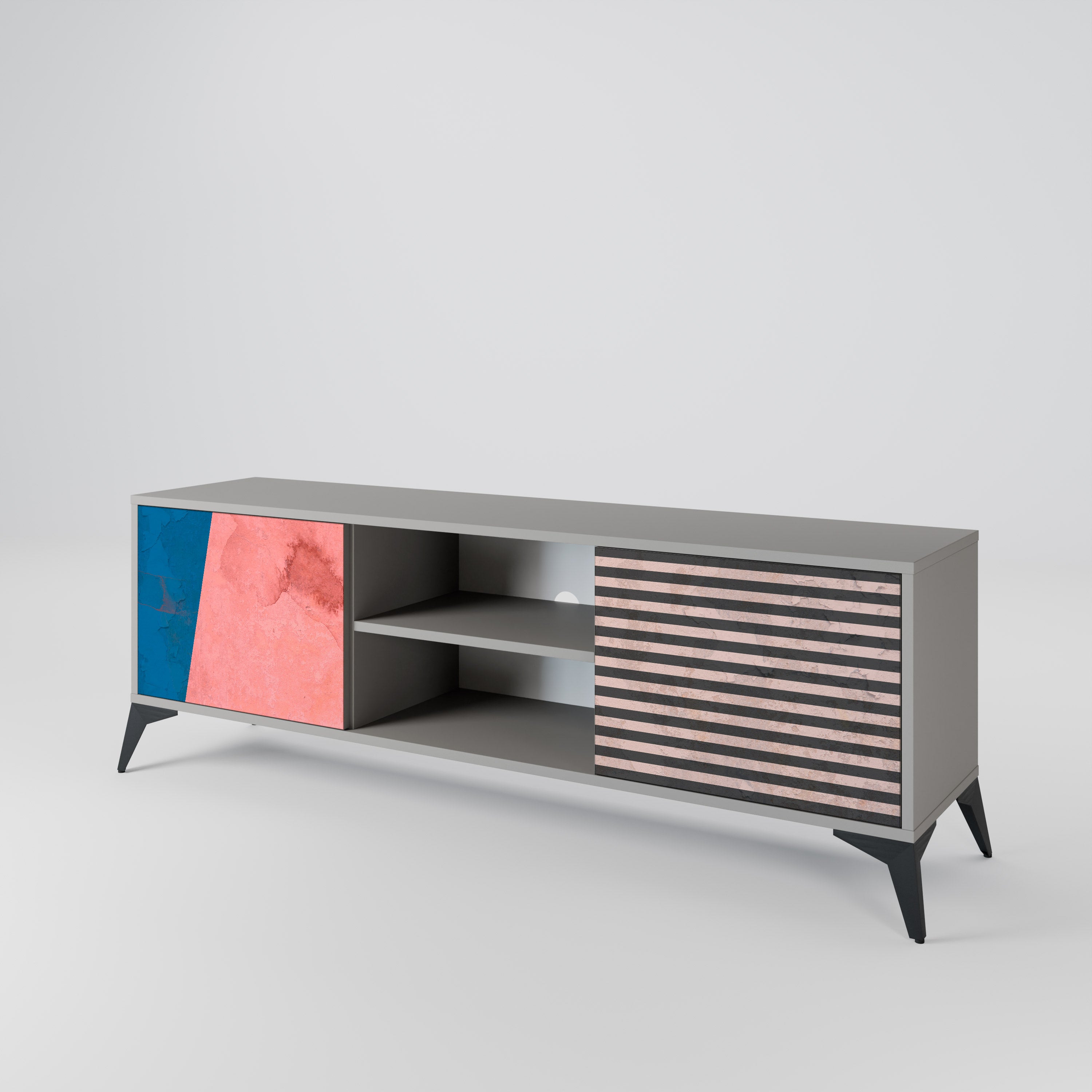 GLAMOROUS STRIPE Szafka RTV 2-drzwiowa korpus Szary
