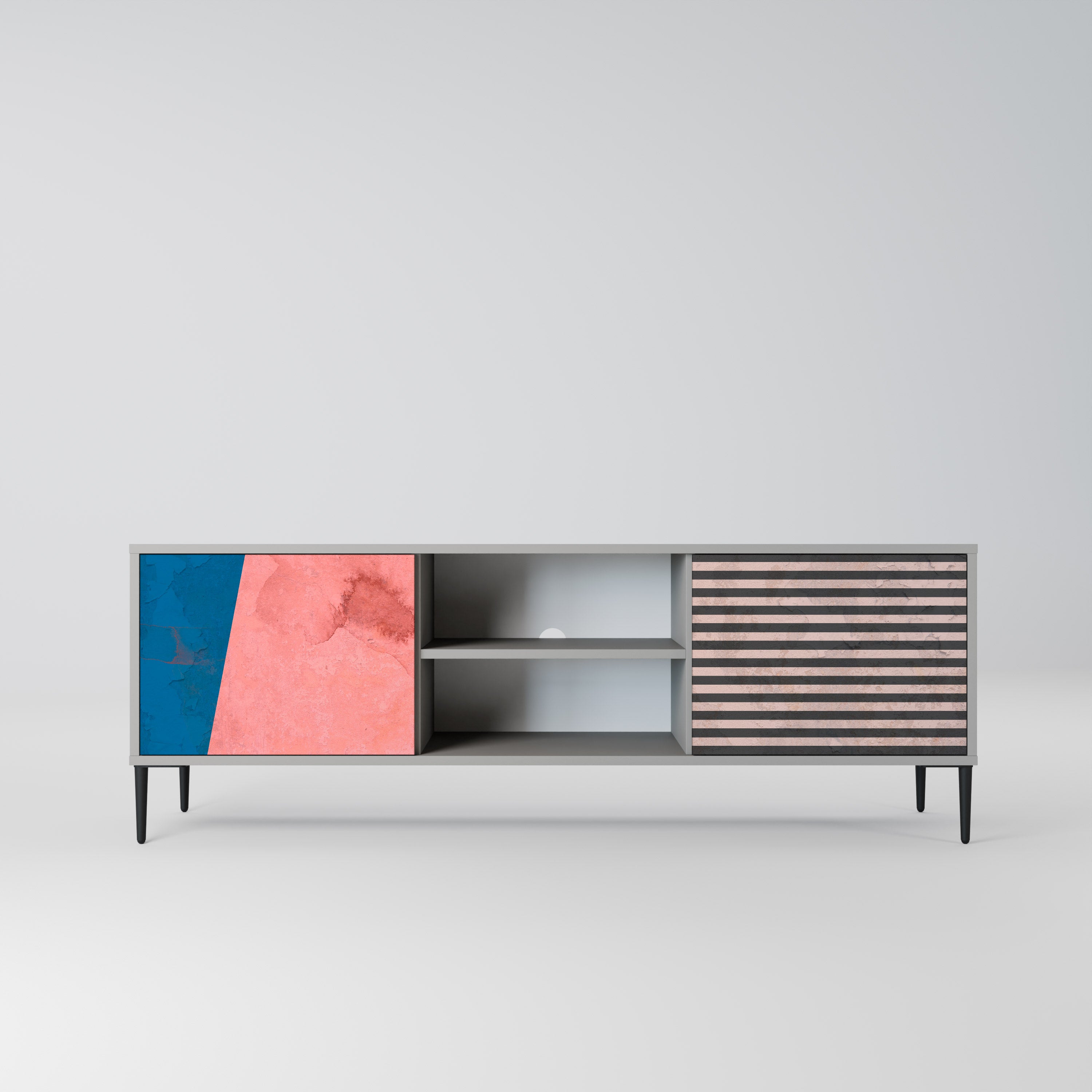 GLAMOROUS STRIPE Szafka RTV 2-drzwiowa korpus Szary