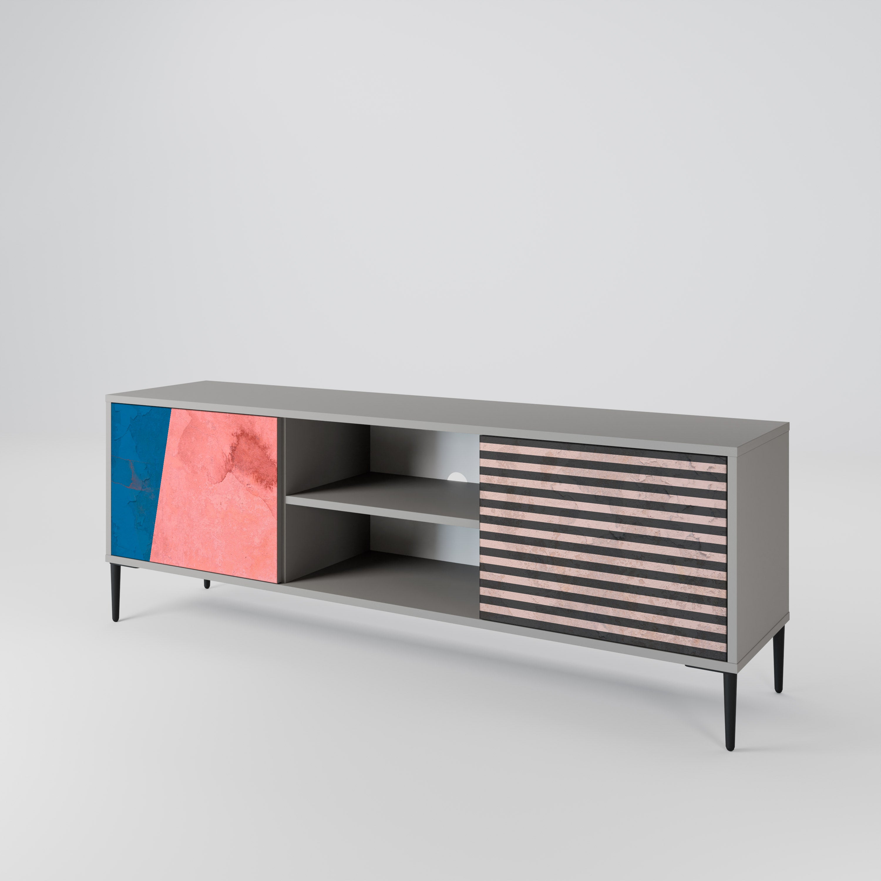 GLAMOROUS STRIPE Szafka RTV 2-drzwiowa korpus Szary