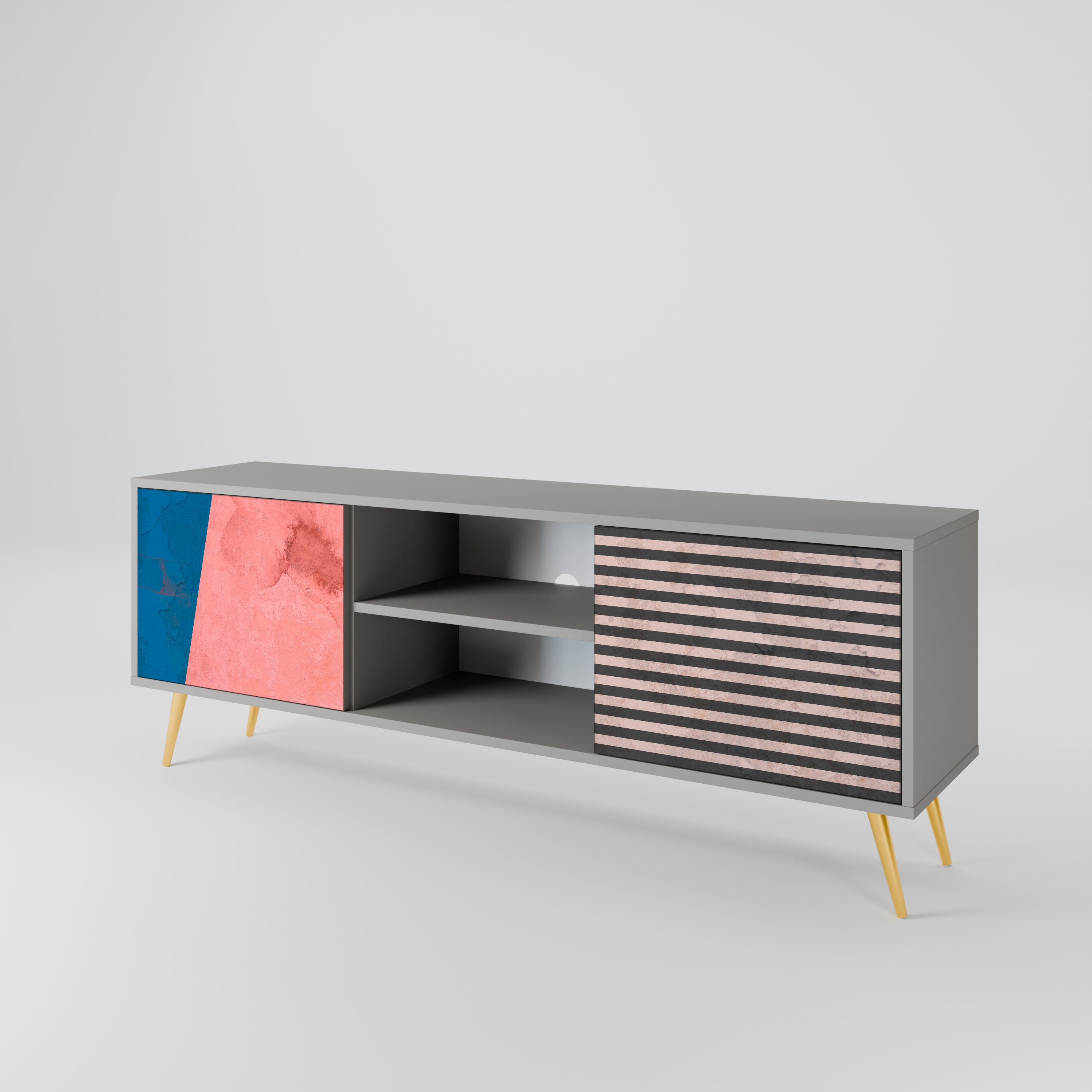 GLAMOROUS STRIPE Szafka RTV 2-drzwiowa korpus Szary