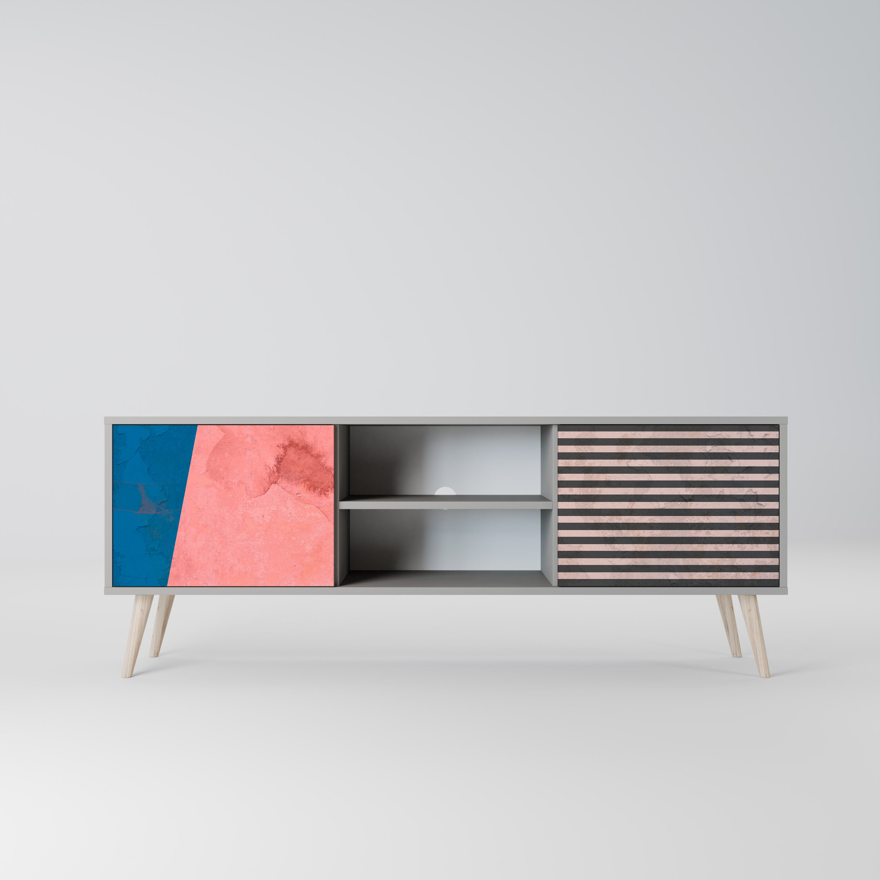 GLAMOROUS STRIPE Szafka RTV 2-drzwiowa korpus Szary