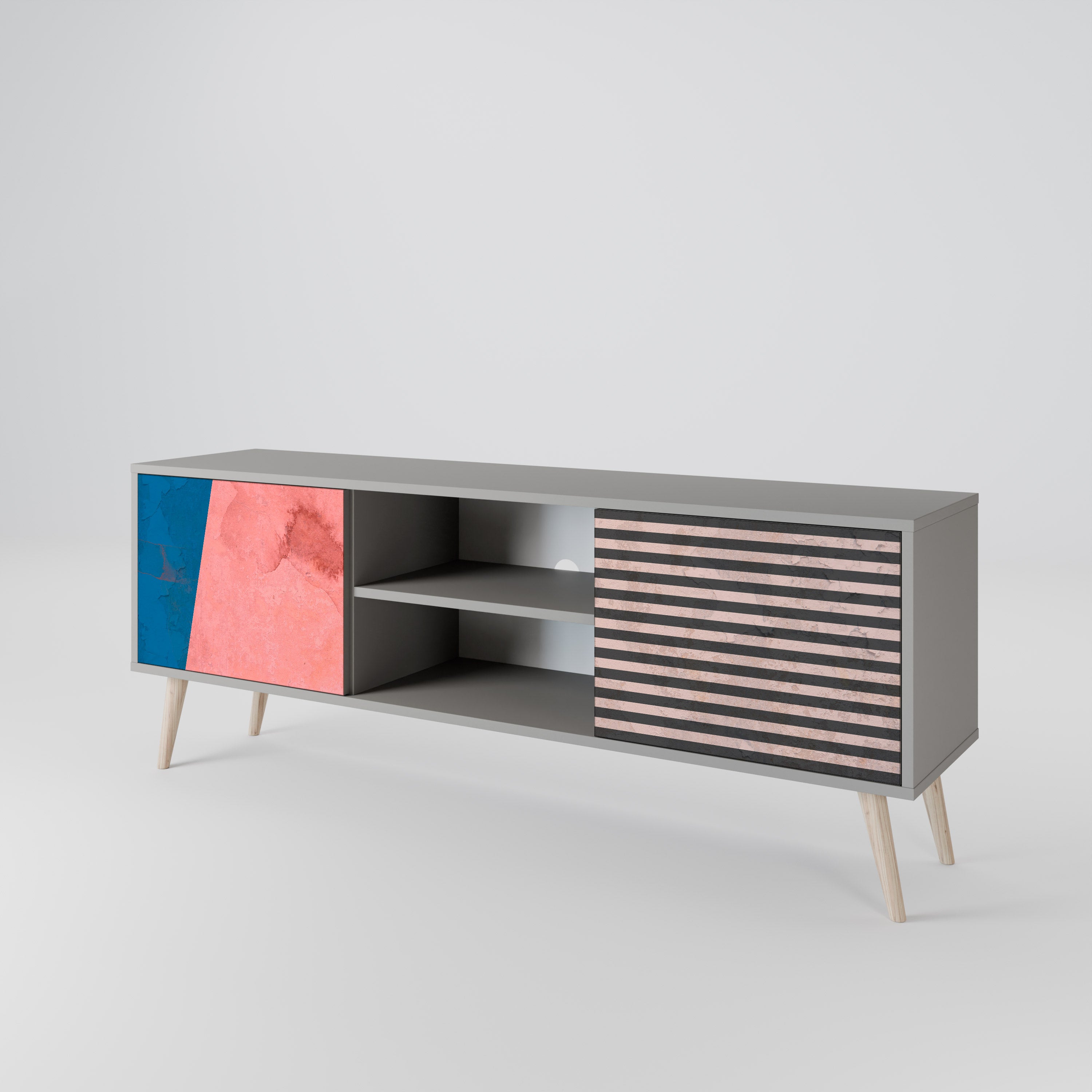 GLAMOROUS STRIPE Szafka RTV 2-drzwiowa korpus Szary