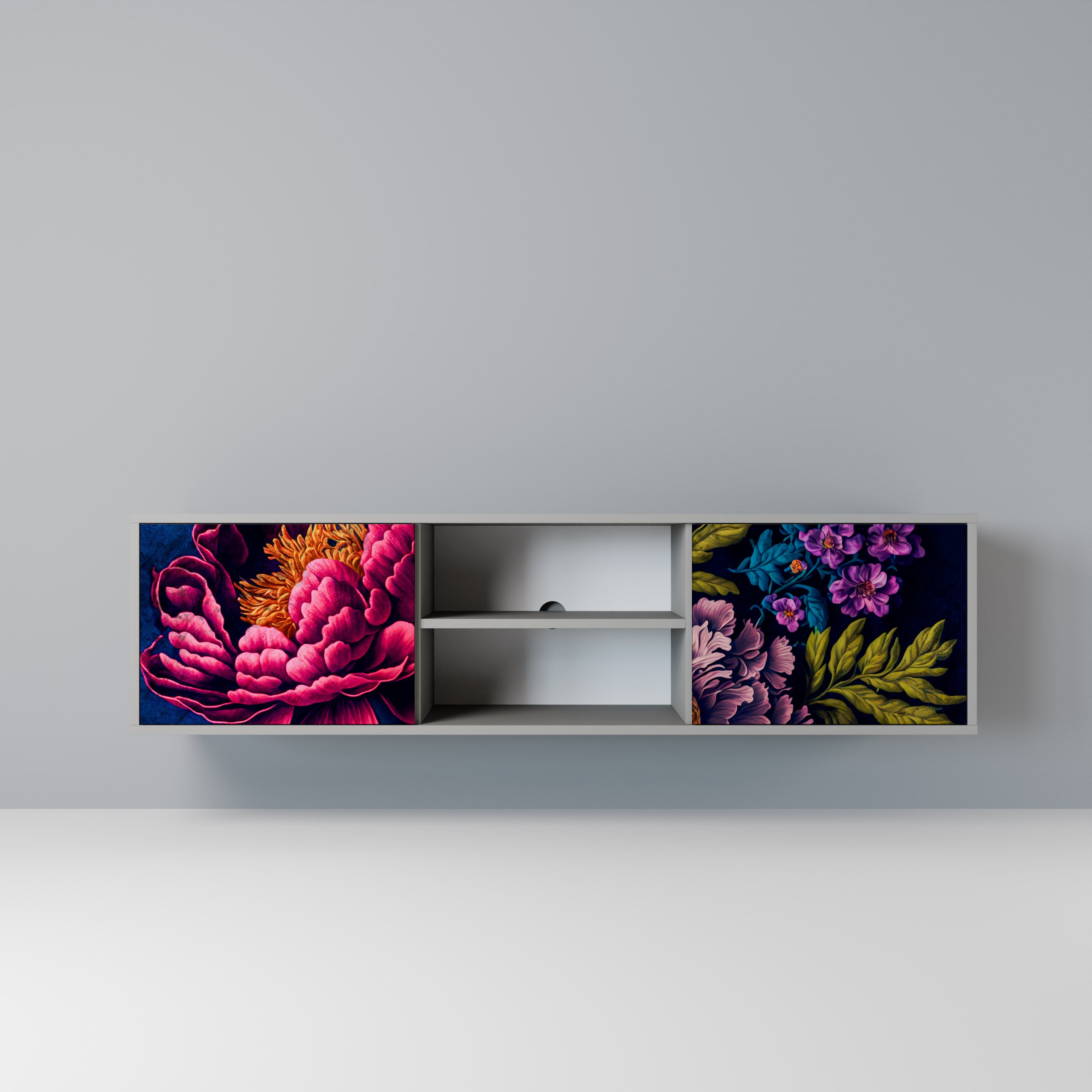 BLOOMING ELEGANCE Szafka RTV 2-drzwiowa korpus Szary