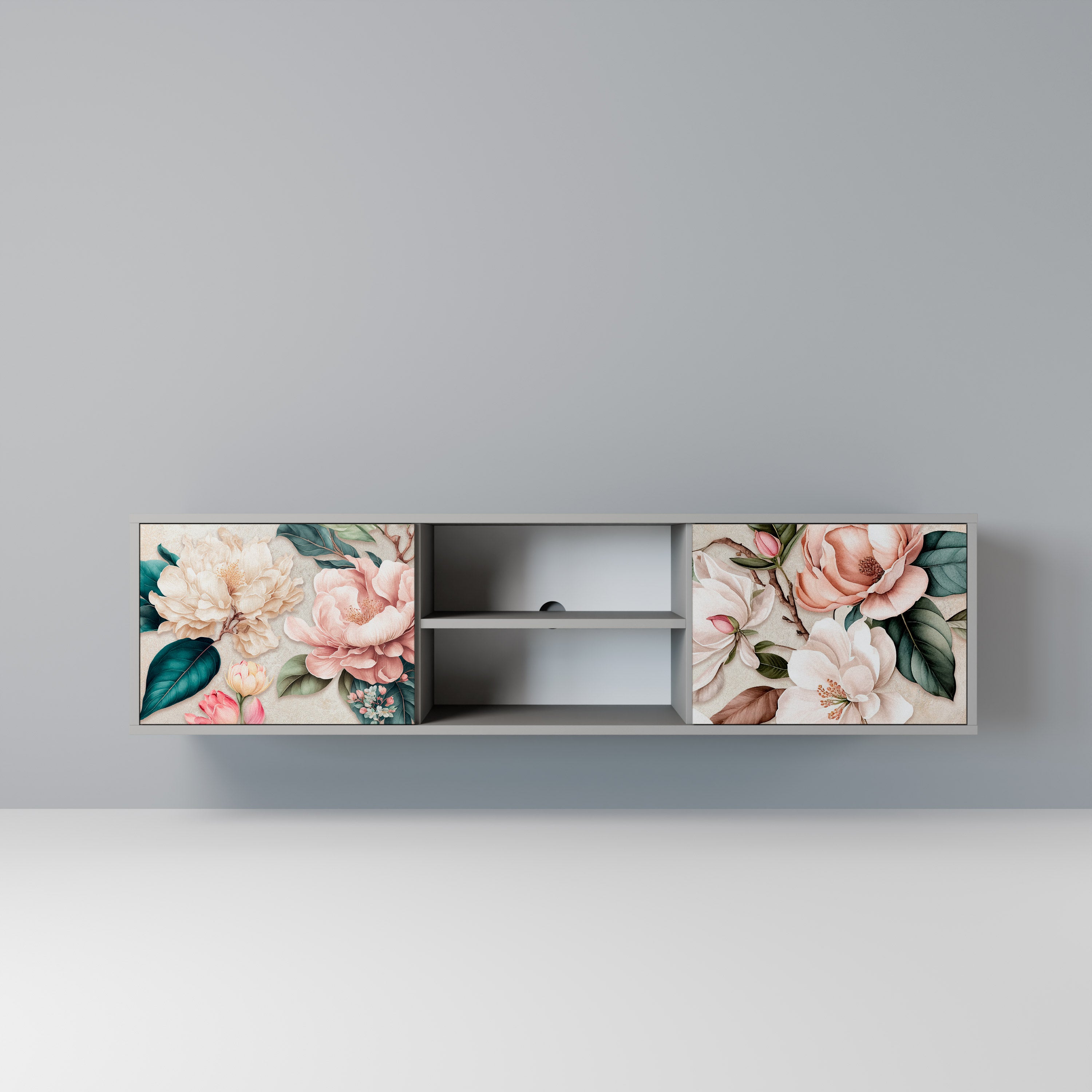 FLORAL GRACE Szafka RTV 2-drzwiowa korpus Szary