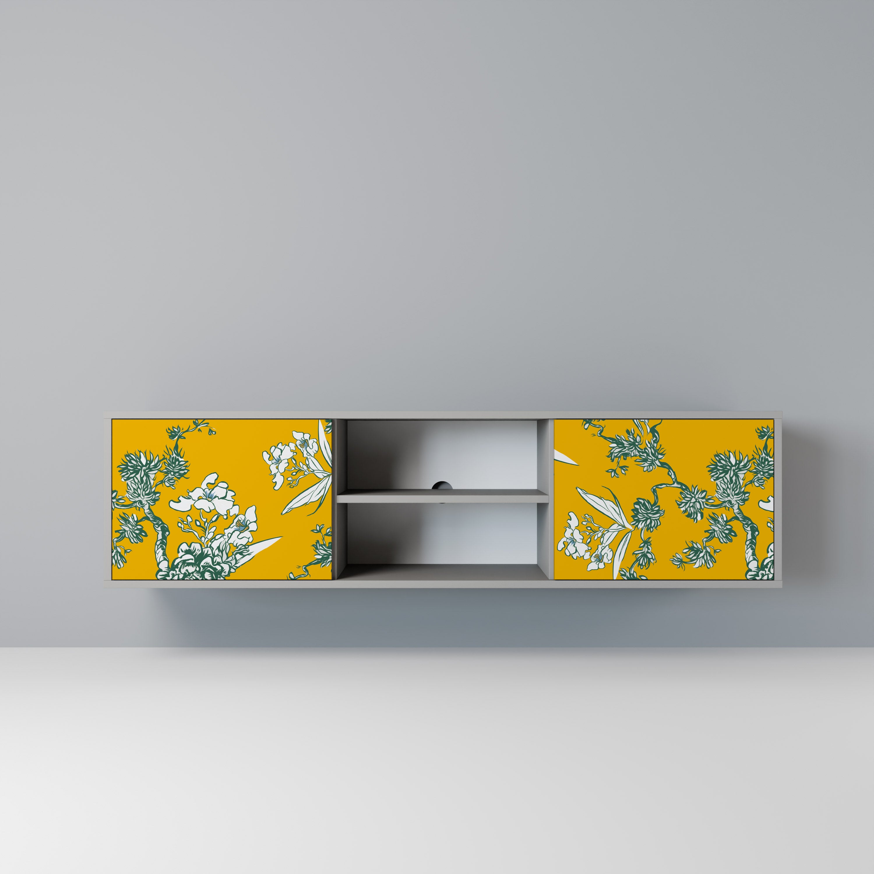 YELLOW CHINOISERIE Szafka RTV 2-drzwiowa korpus Szary