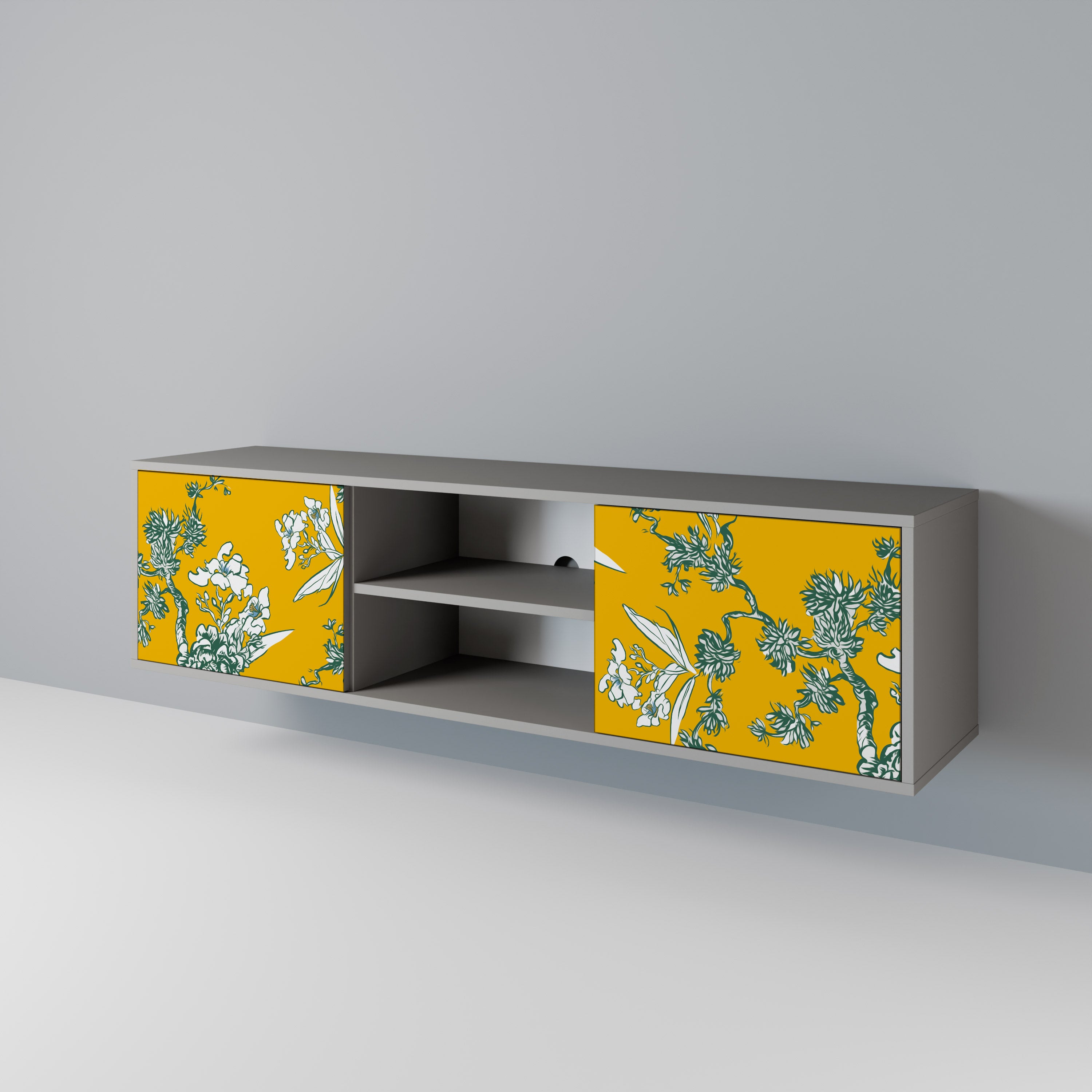 YELLOW CHINOISERIE Szafka RTV 2-drzwiowa korpus Szary