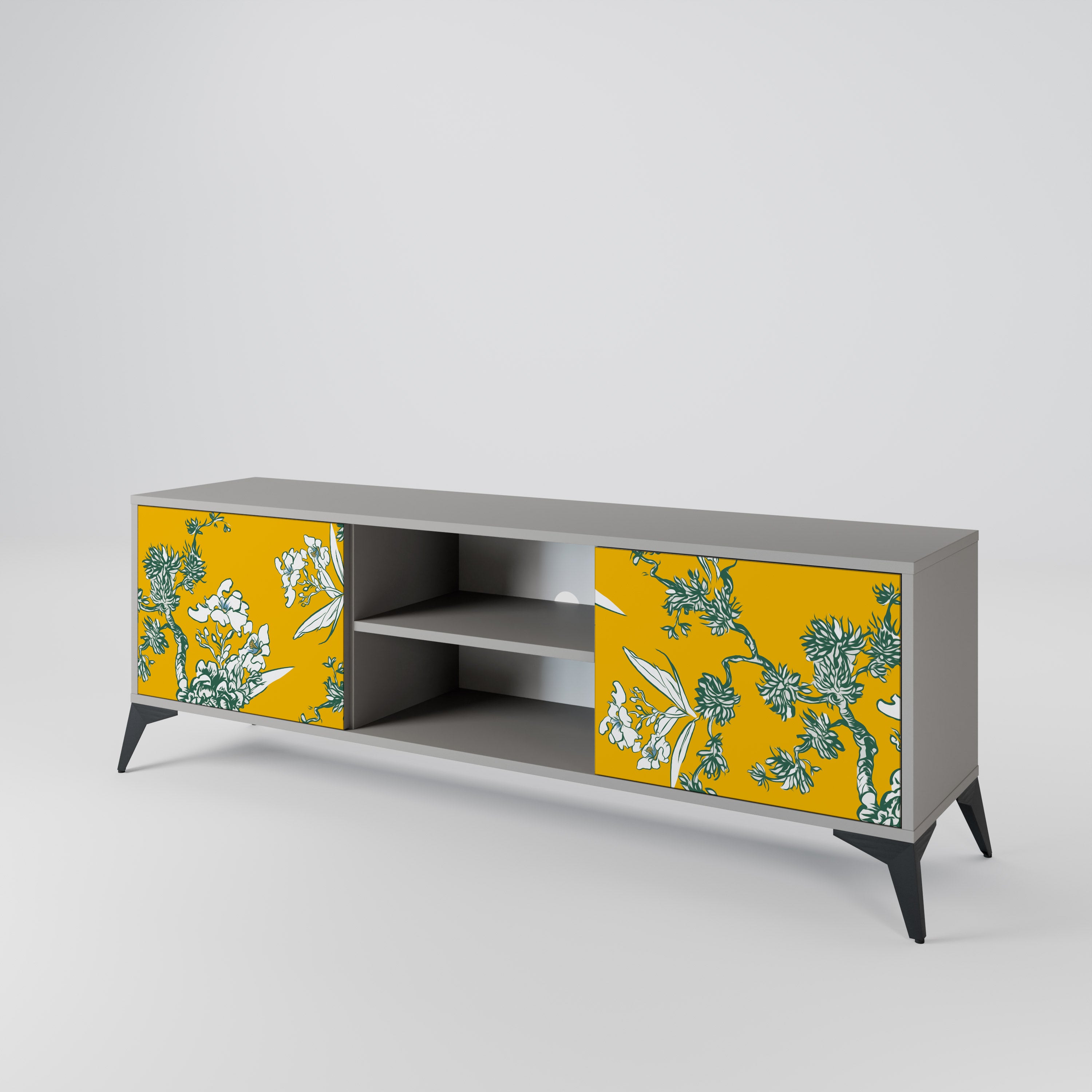 YELLOW CHINOISERIE Szafka RTV 2-drzwiowa korpus Szary