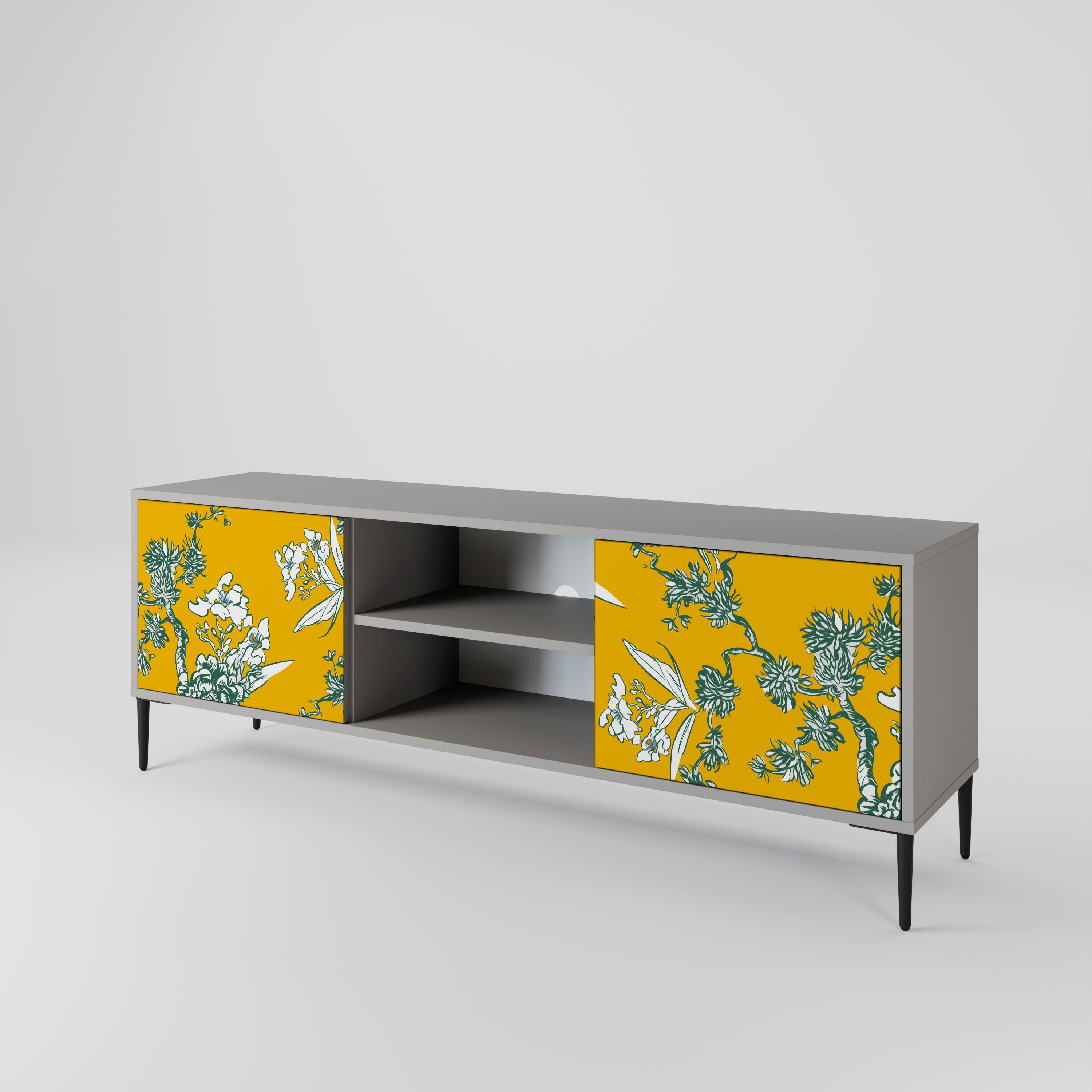 YELLOW CHINOISERIE Szafka RTV 2-drzwiowa korpus Szary