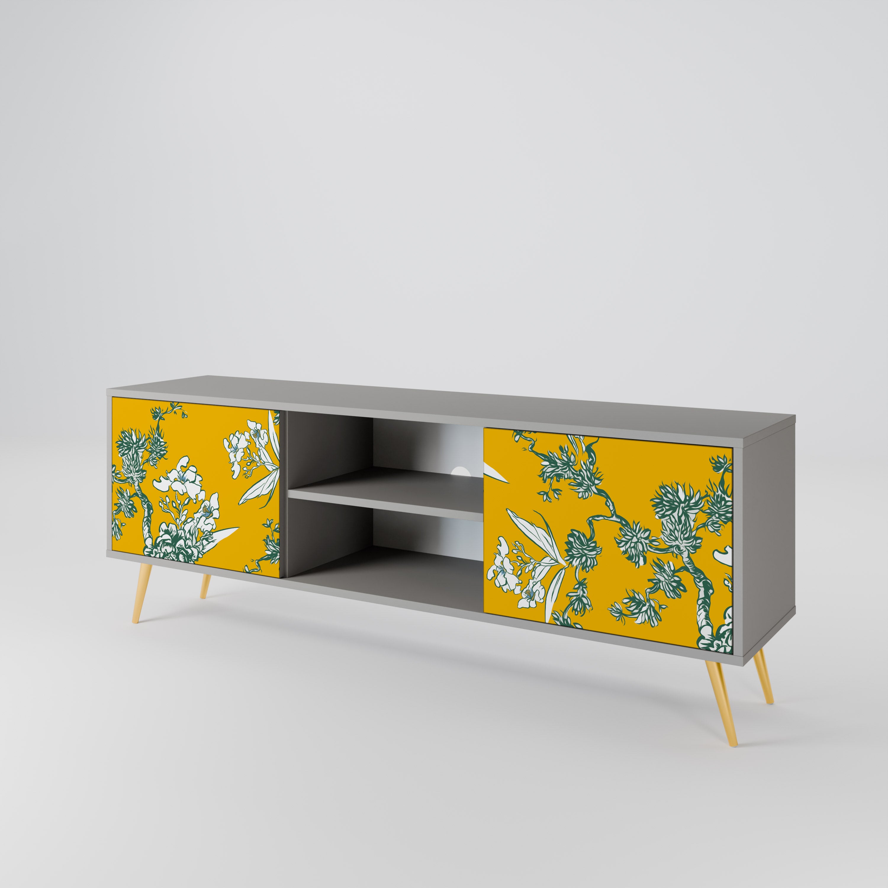 YELLOW CHINOISERIE Szafka RTV 2-drzwiowa korpus Szary