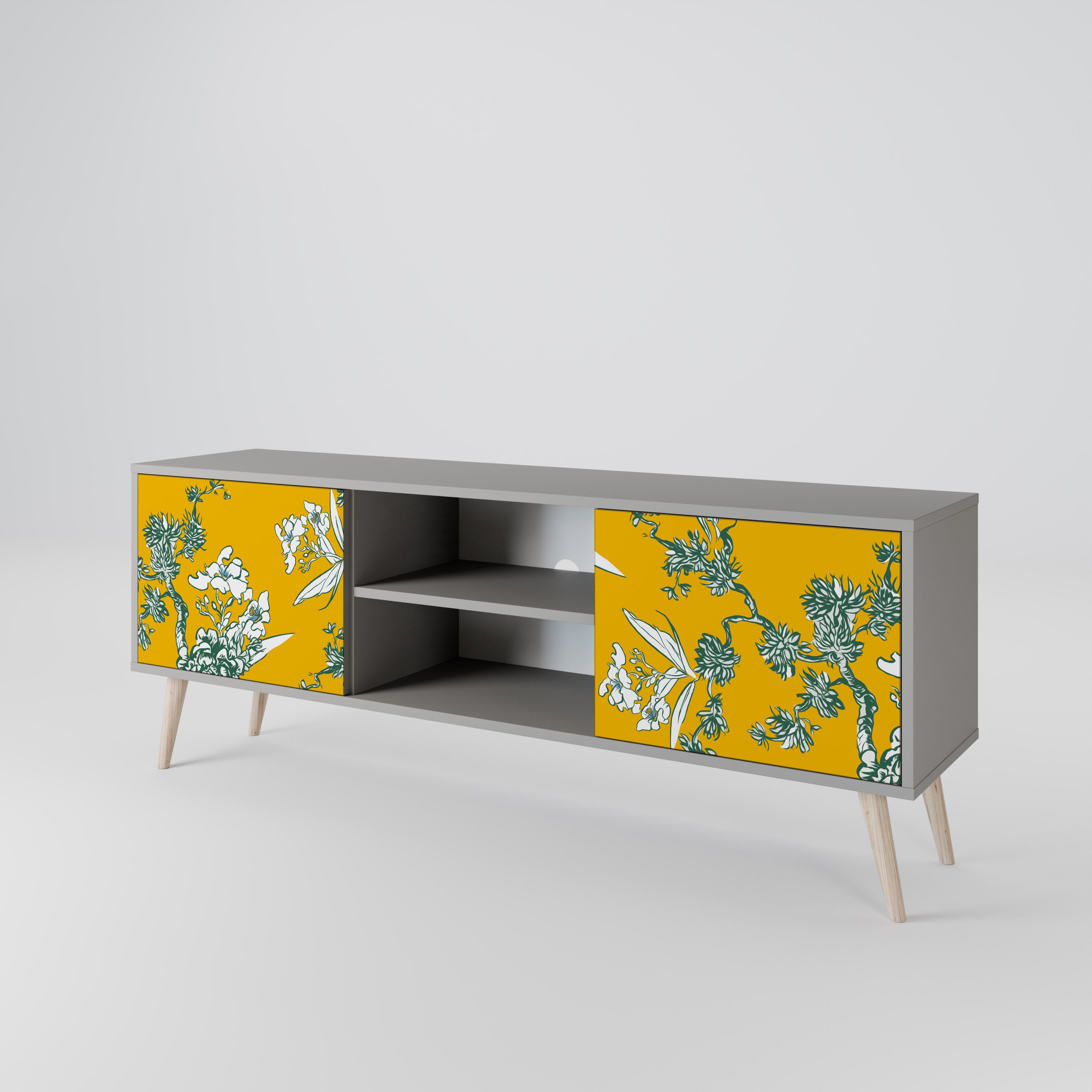 YELLOW CHINOISERIE Szafka RTV 2-drzwiowa korpus Szary