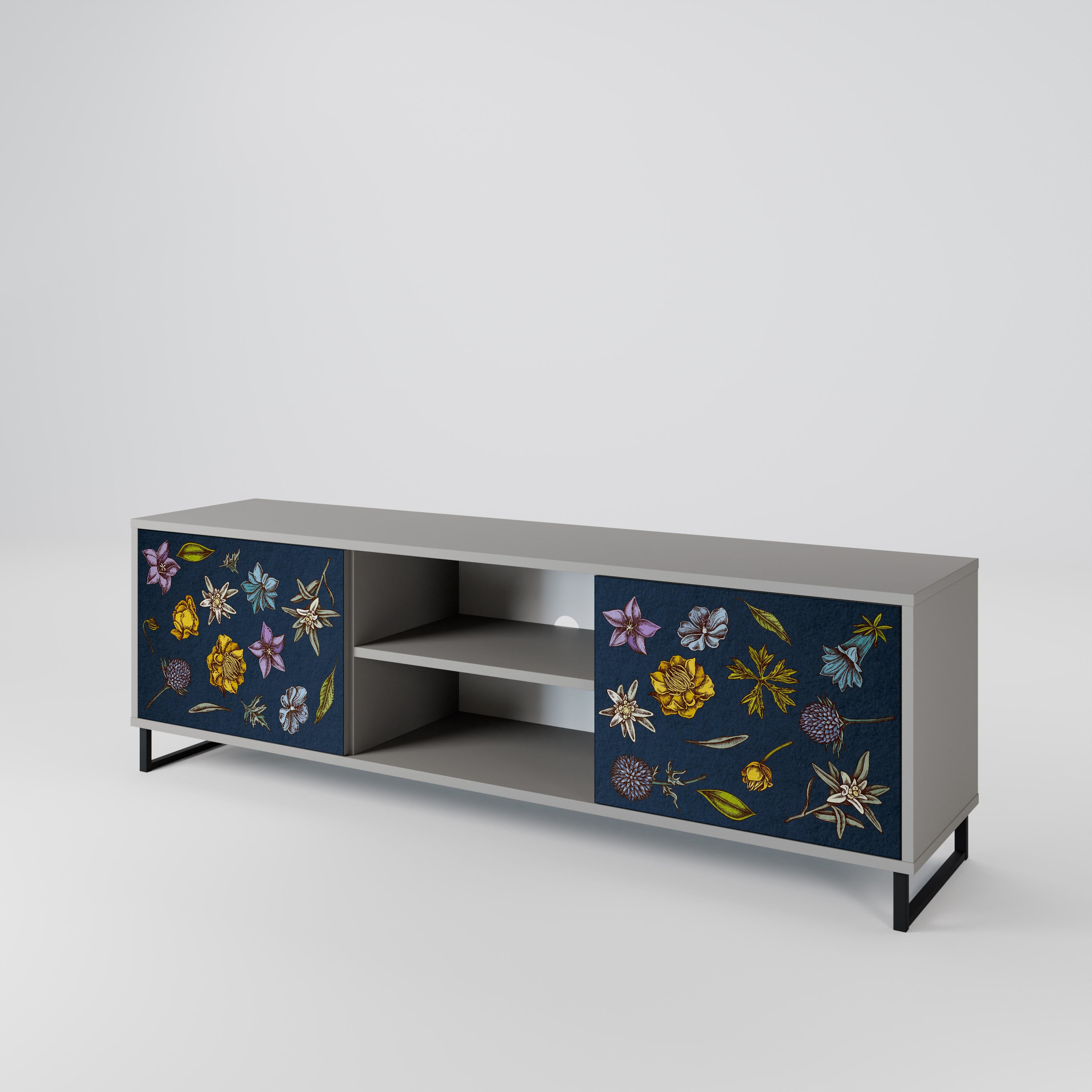 FLOWERS ON NAVY BLUE Szafka RTV 2-drzwiowa korpus Szary