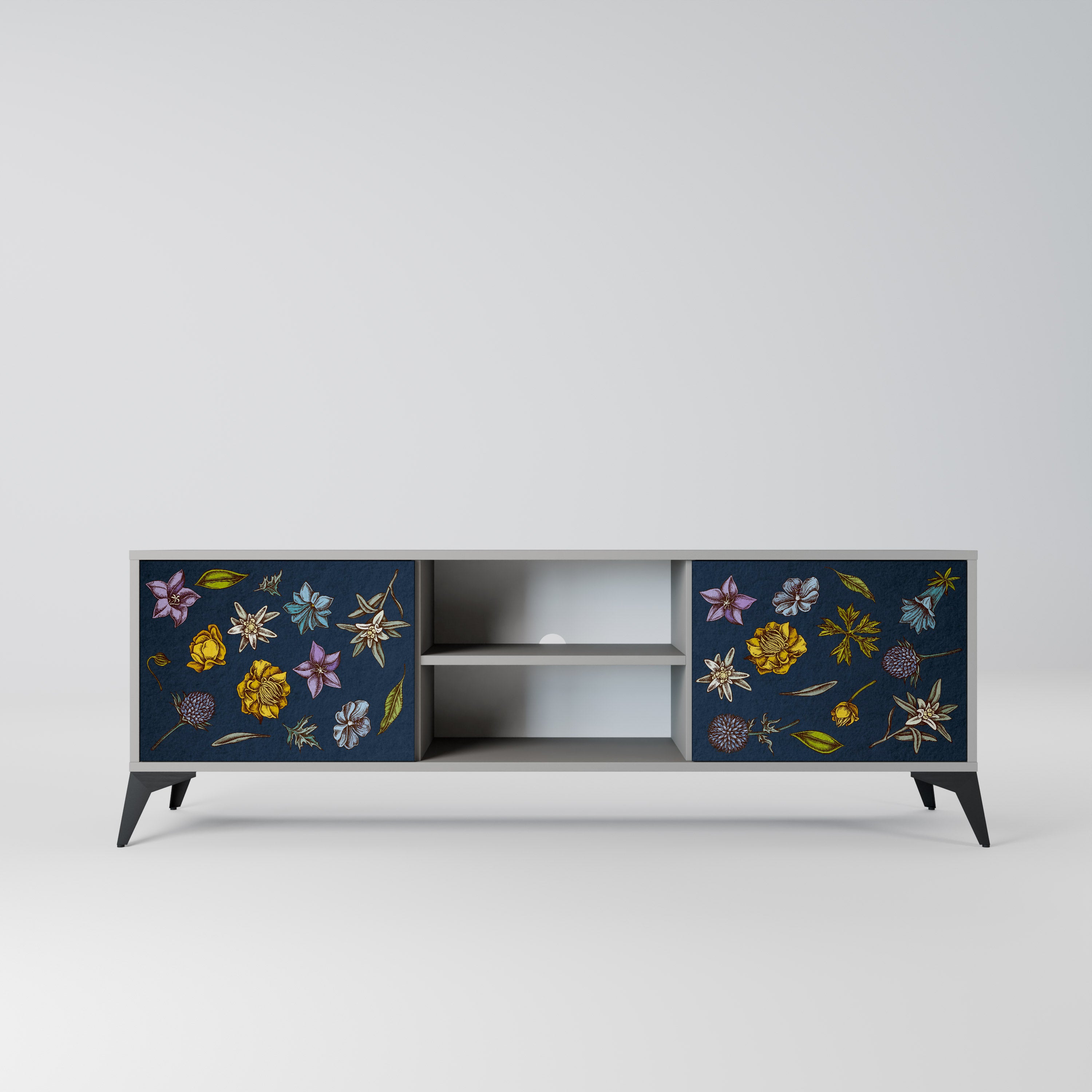 FLOWERS ON NAVY BLUE Szafka RTV 2-drzwiowa korpus Szary