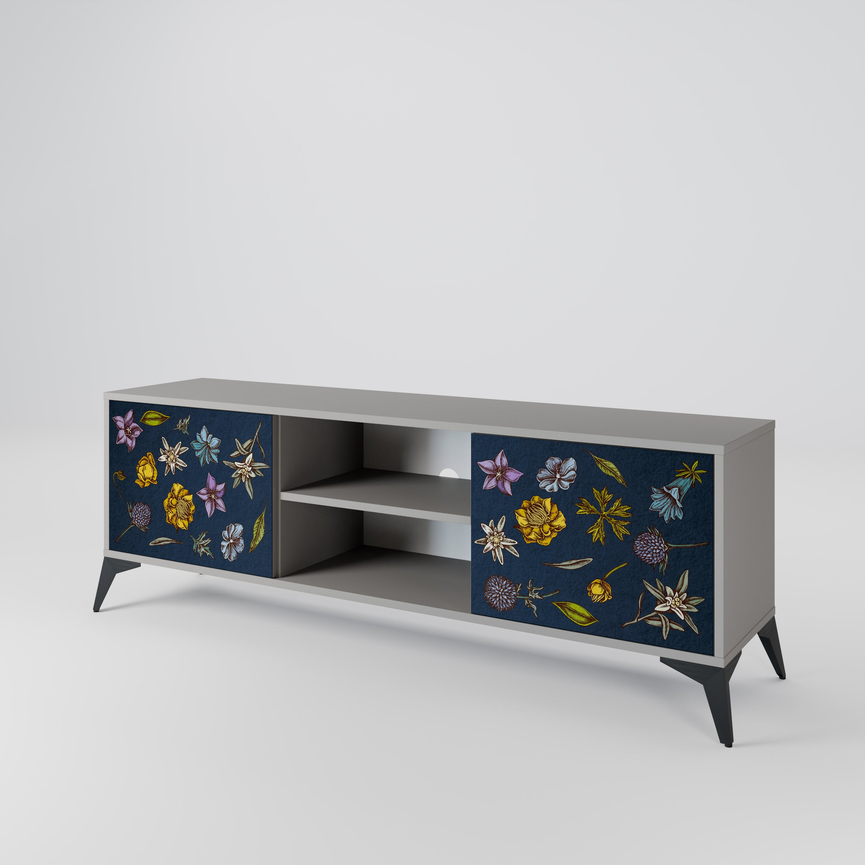 FLOWERS ON NAVY BLUE Szafka RTV 2-drzwiowa korpus Szary