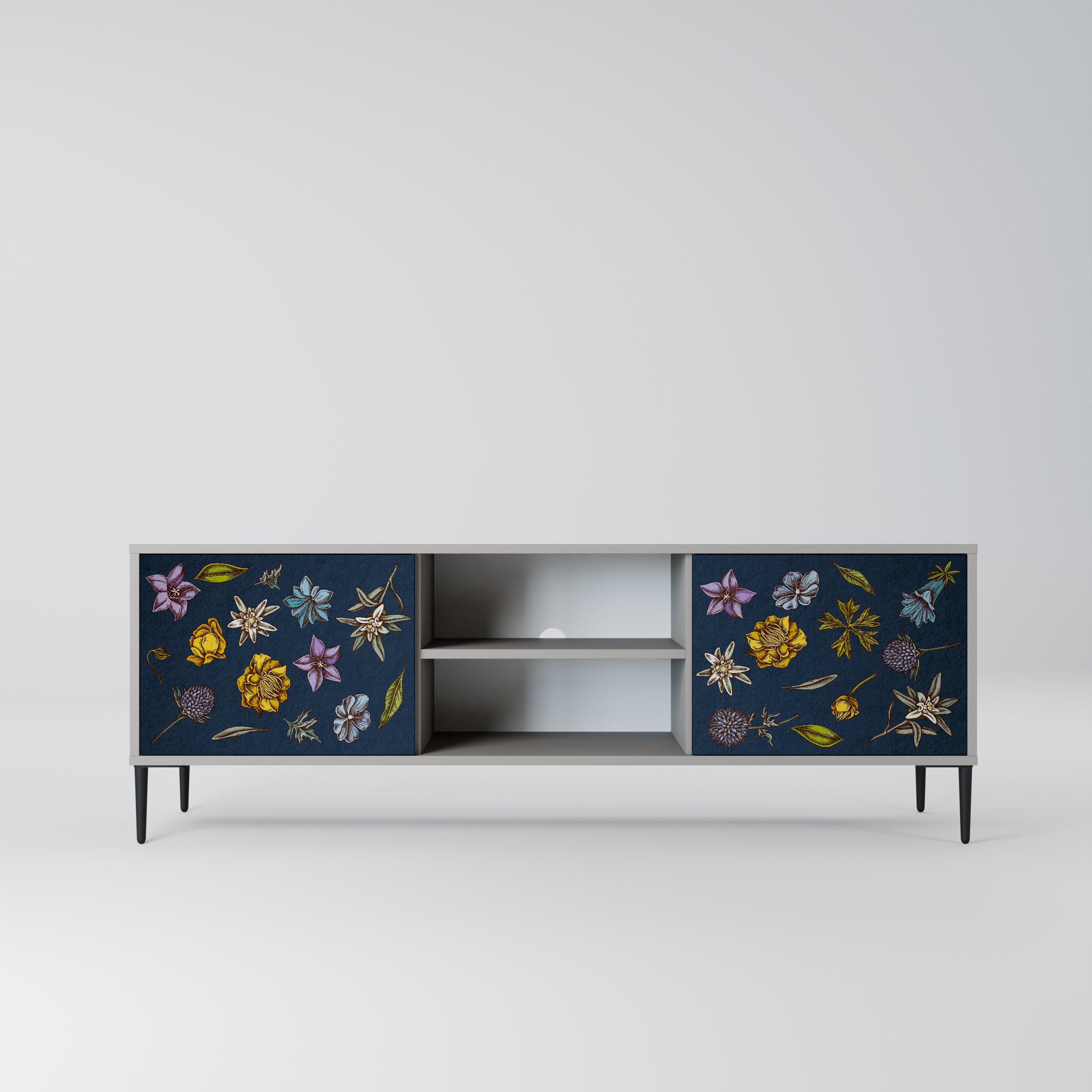 FLOWERS ON NAVY BLUE Szafka RTV 2-drzwiowa korpus Szary