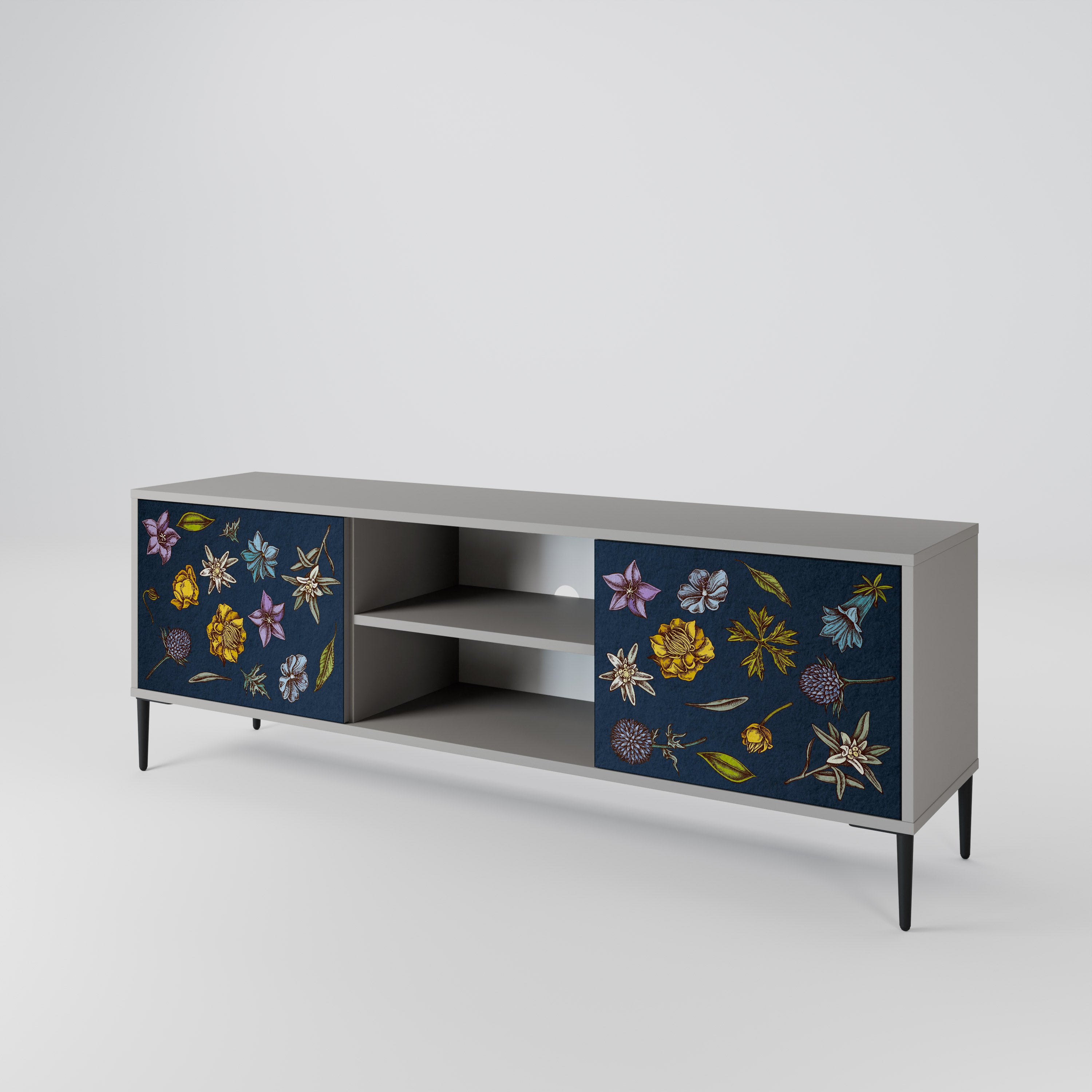FLOWERS ON NAVY BLUE Szafka RTV 2-drzwiowa korpus Szary
