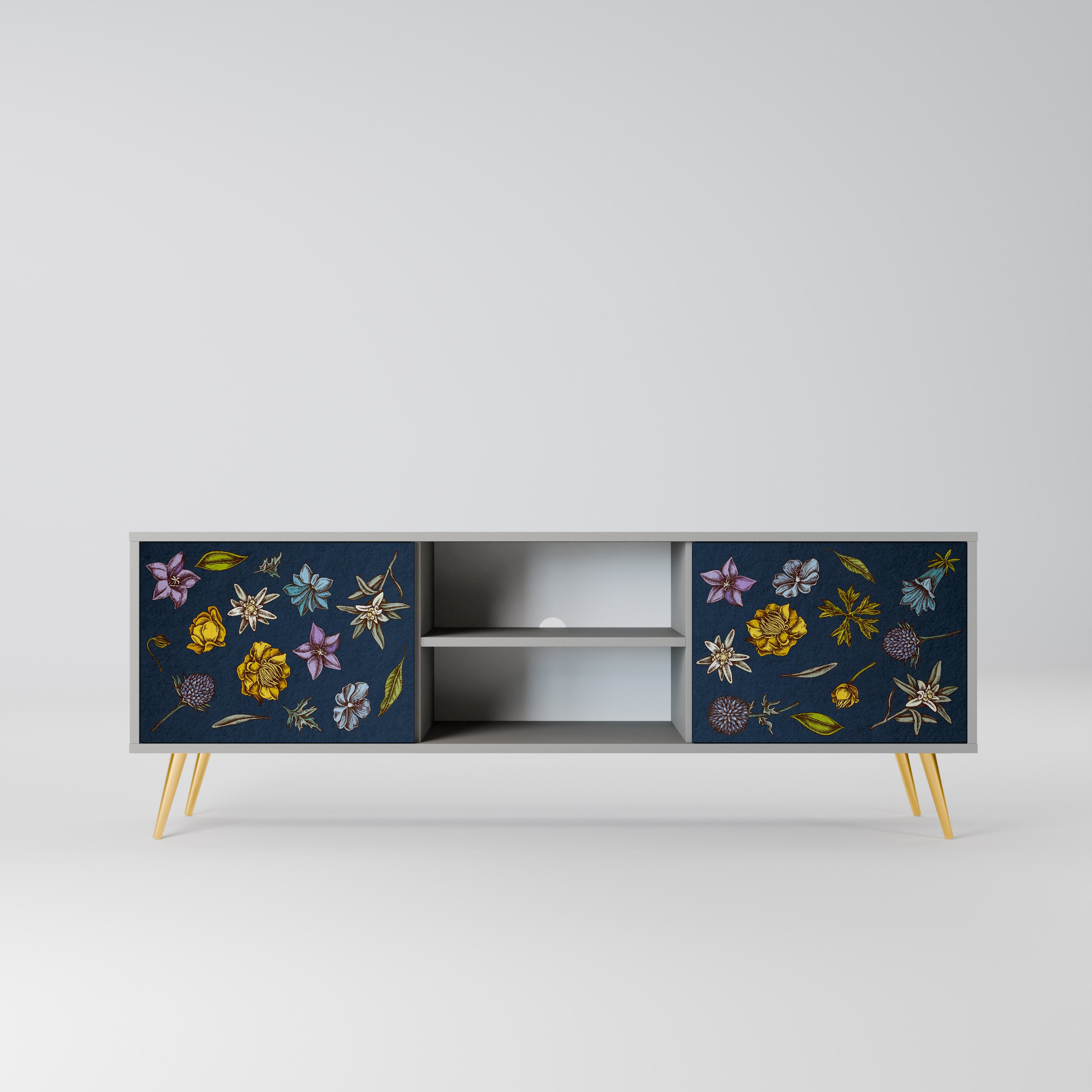 FLOWERS ON NAVY BLUE Szafka RTV 2-drzwiowa korpus Szary