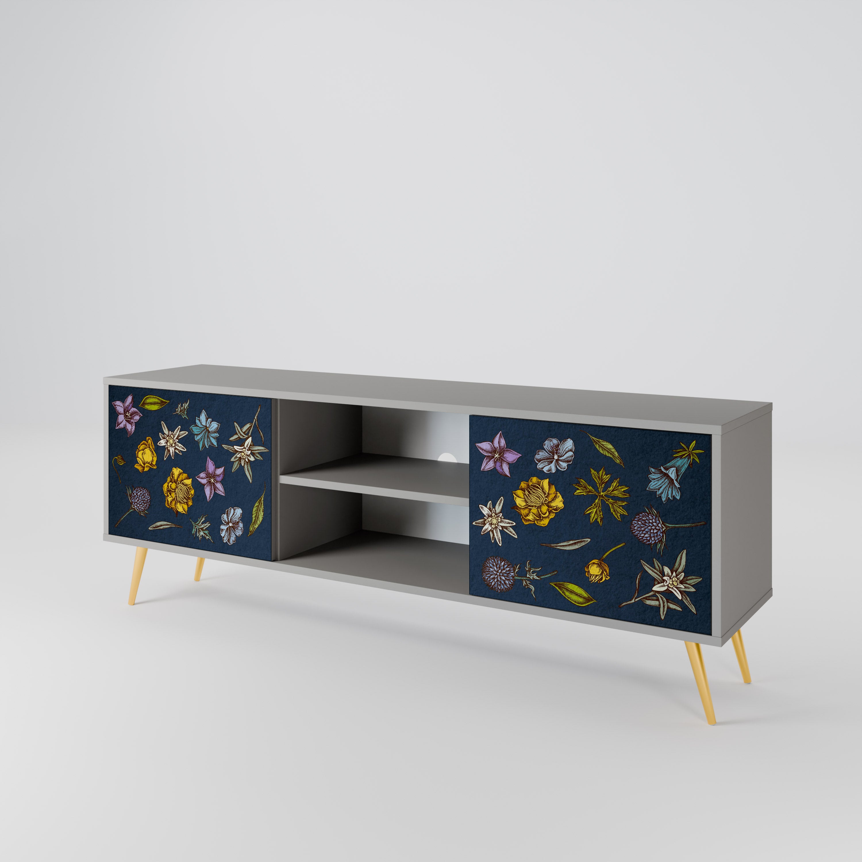 FLOWERS ON NAVY BLUE Szafka RTV 2-drzwiowa korpus Szary