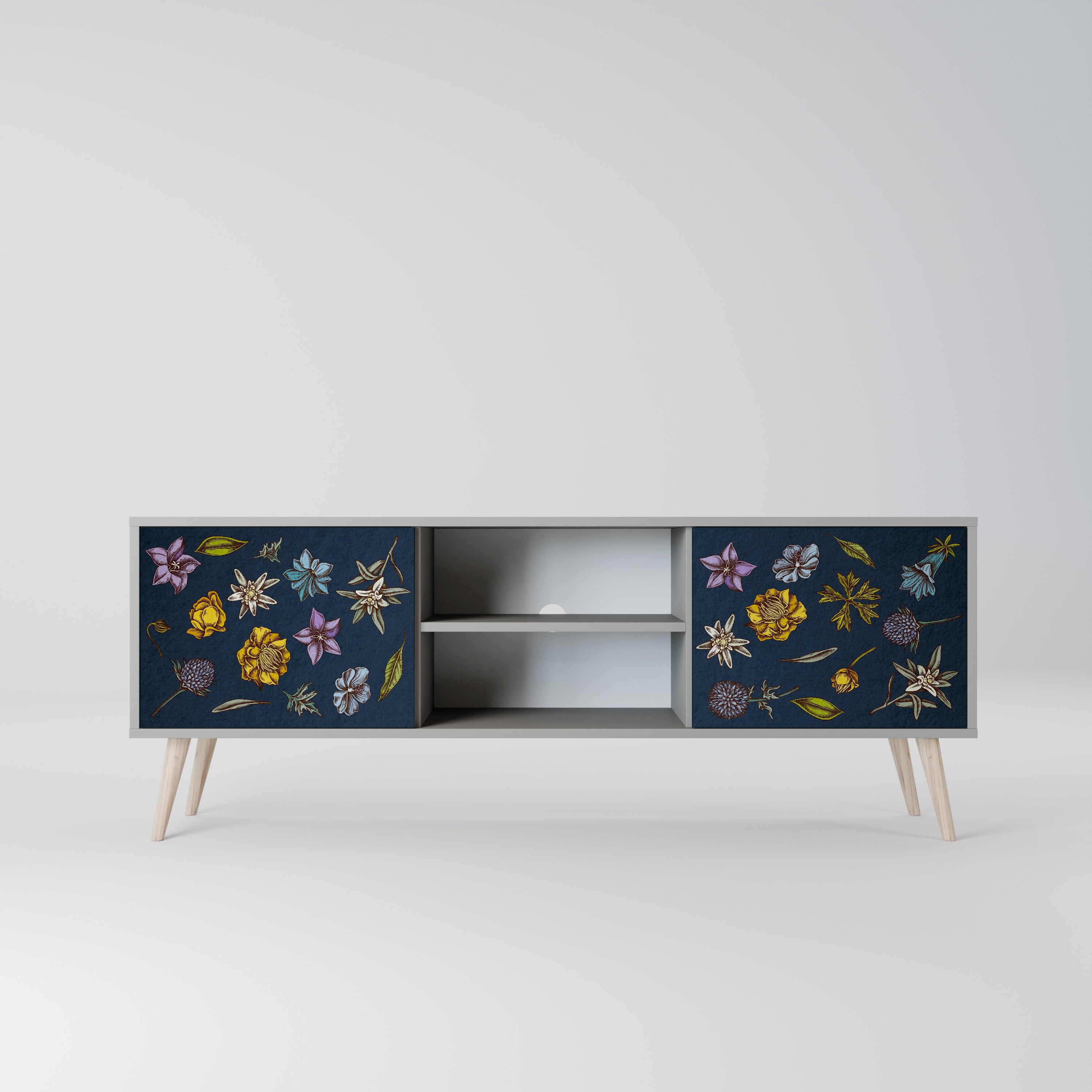 FLOWERS ON NAVY BLUE Szafka RTV 2-drzwiowa korpus Szary