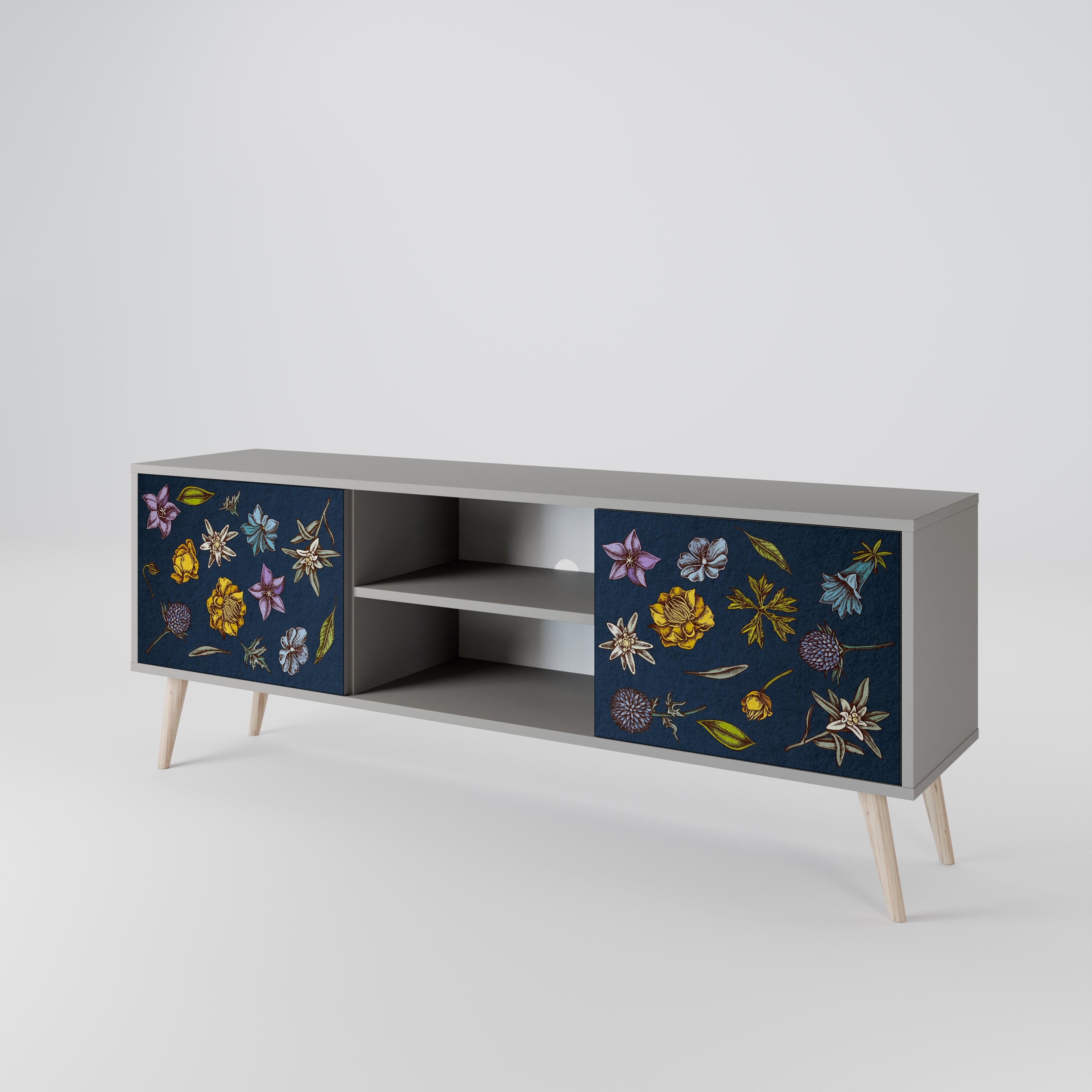 FLOWERS ON NAVY BLUE Szafka RTV 2-drzwiowa korpus Szary