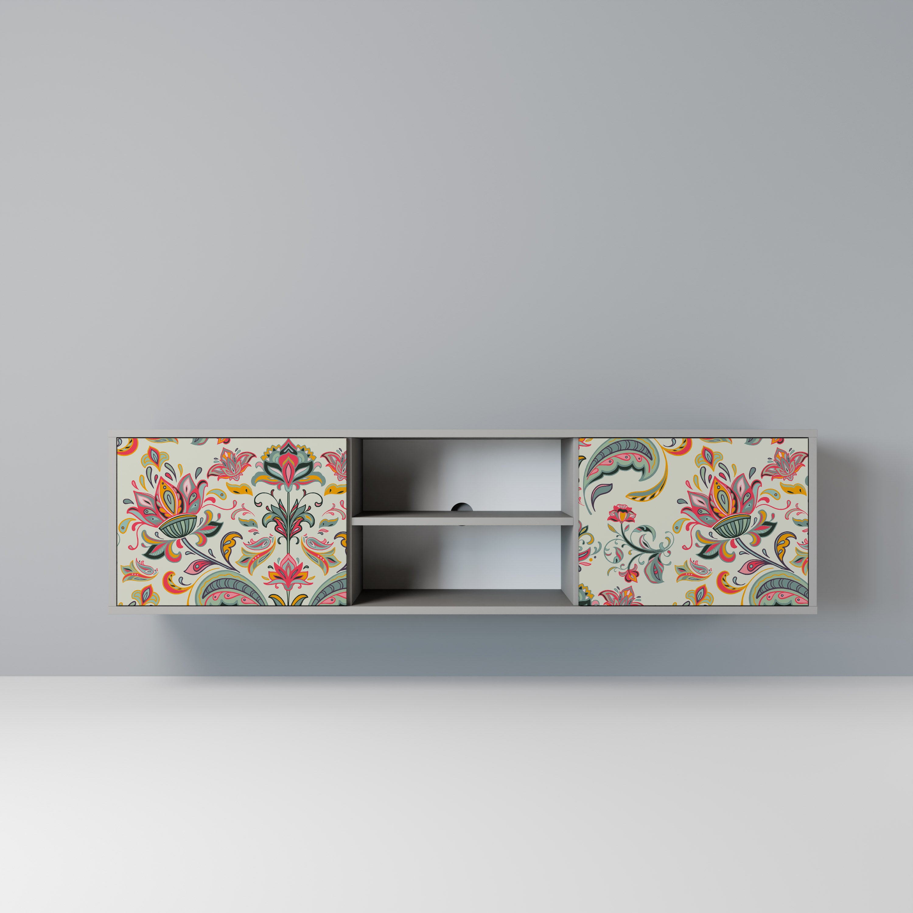 ORGANIC FOLKLORE Szafka RTV 2-drzwiowa korpus Szary