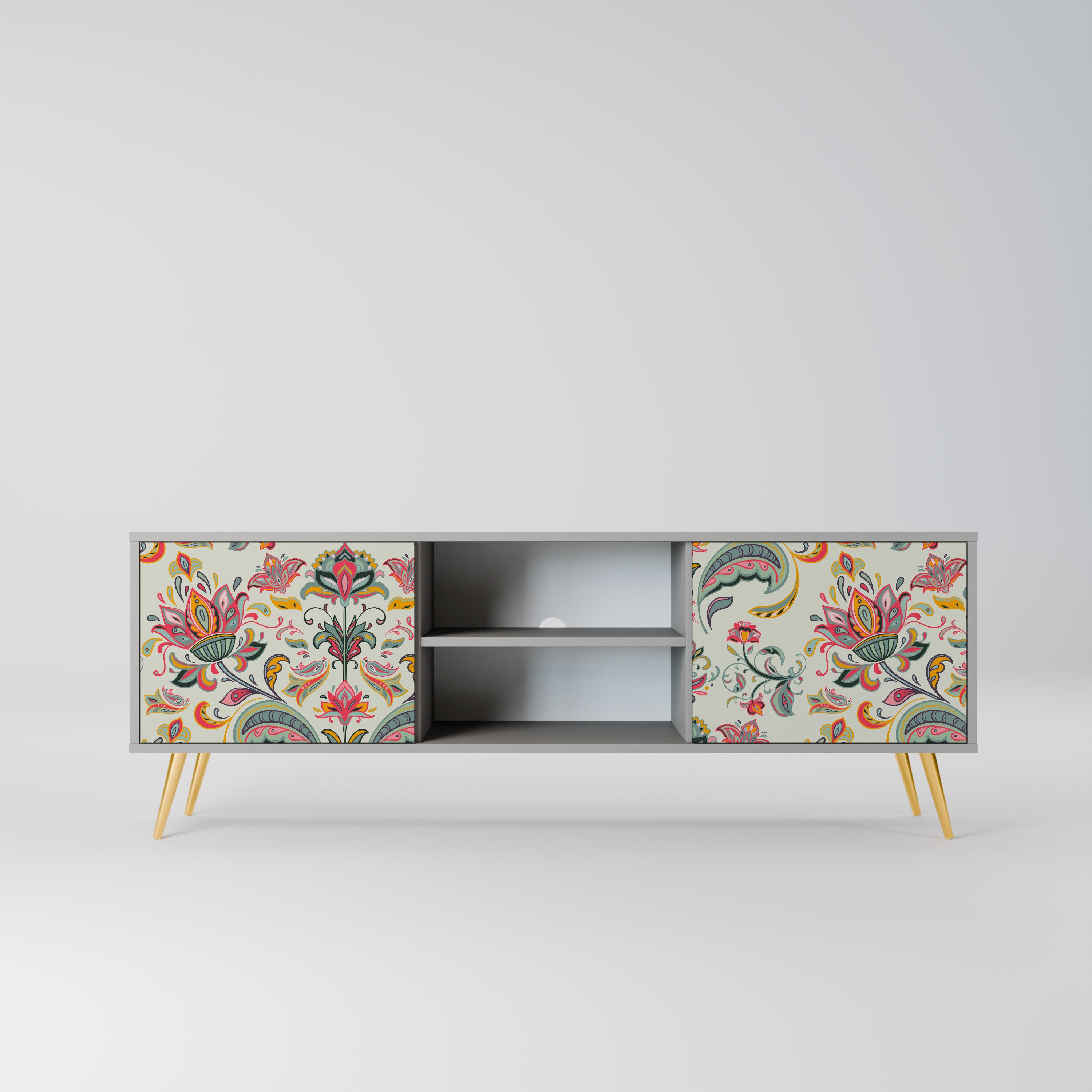 ORGANIC FOLKLORE Szafka RTV 2-drzwiowa korpus Szary