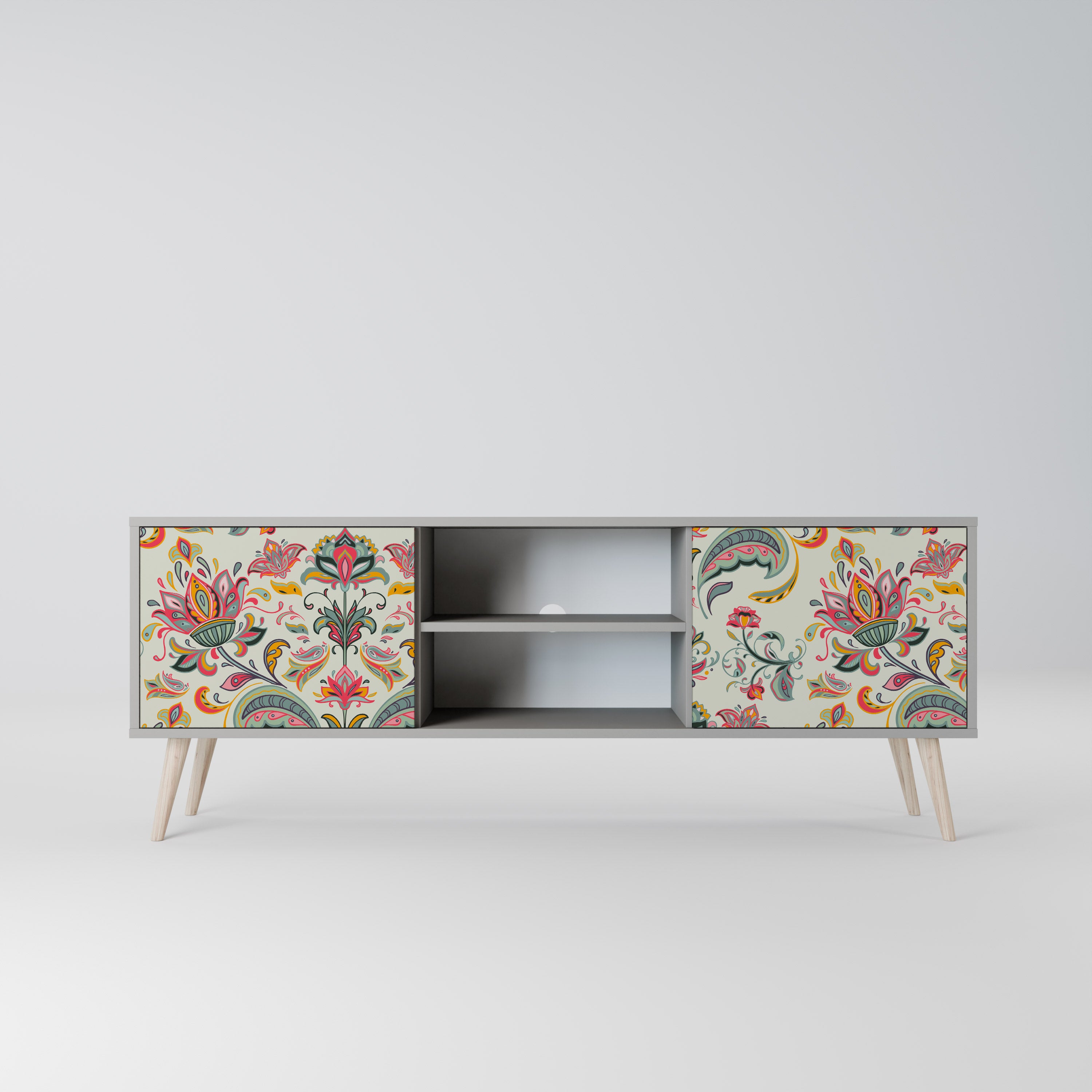 ORGANIC FOLKLORE Szafka RTV 2-drzwiowa korpus Szary