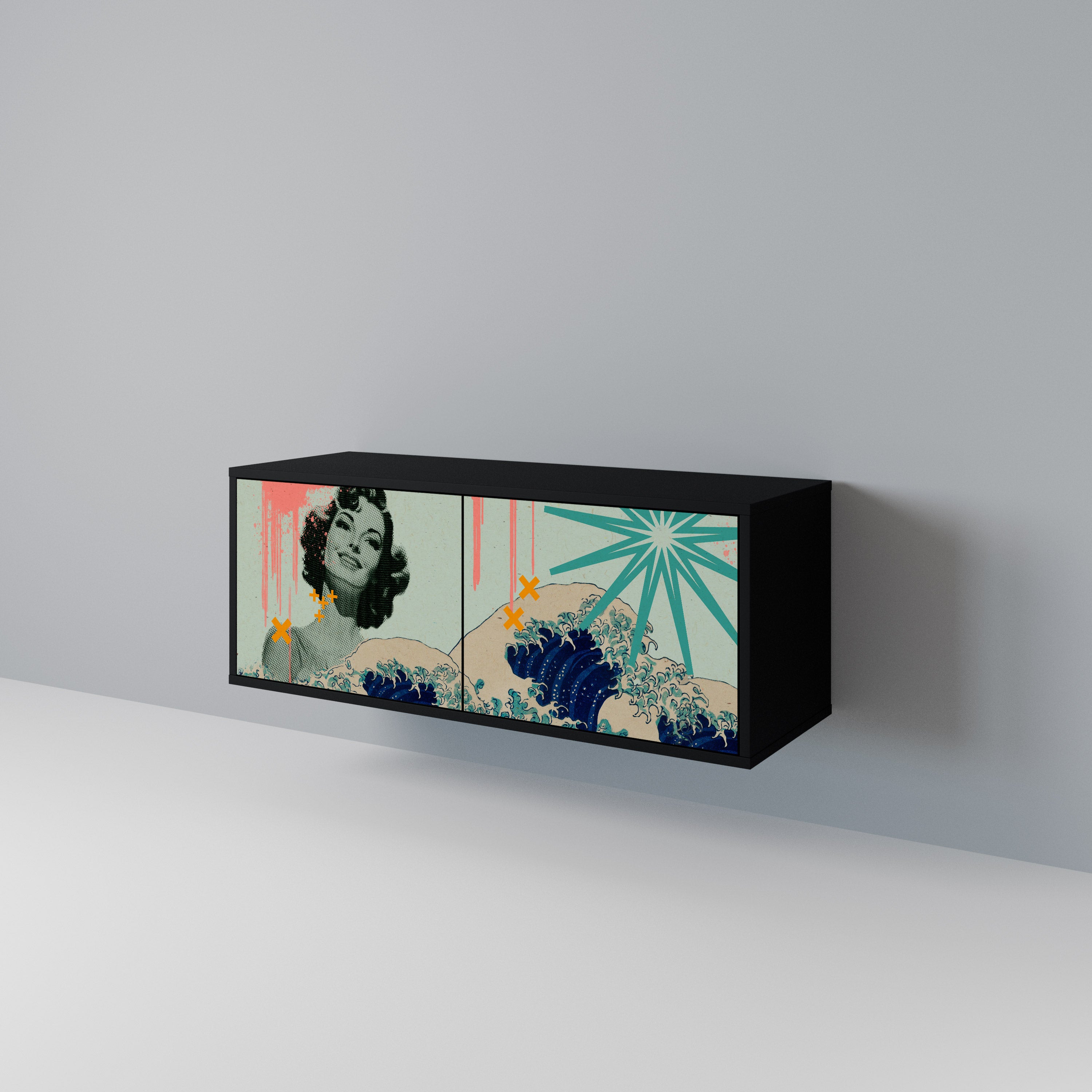 KANAGAWA BEAUTY Kompaktowa szafka RTV 2-drzwiowa