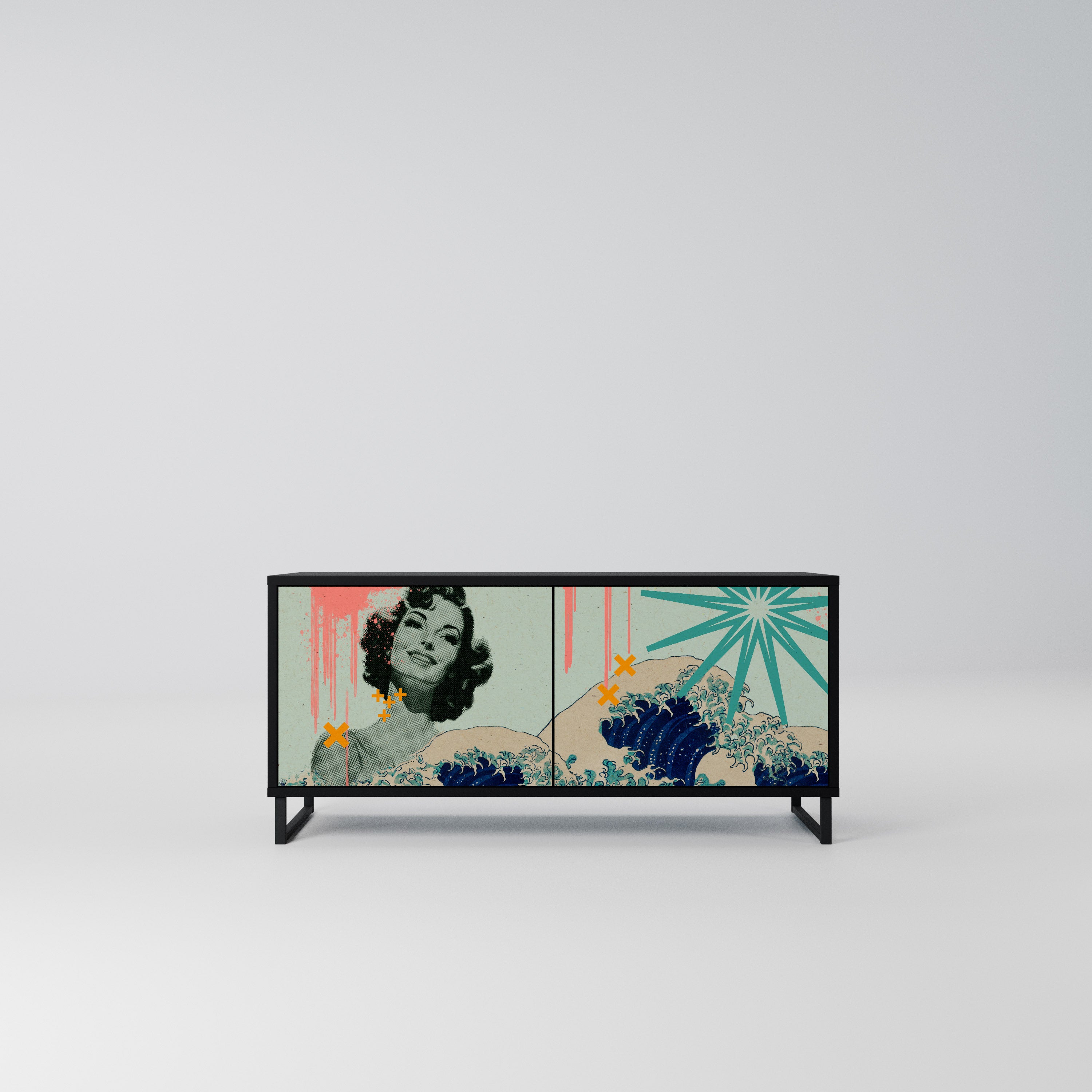 KANAGAWA BEAUTY Kompaktowa szafka RTV 2-drzwiowa