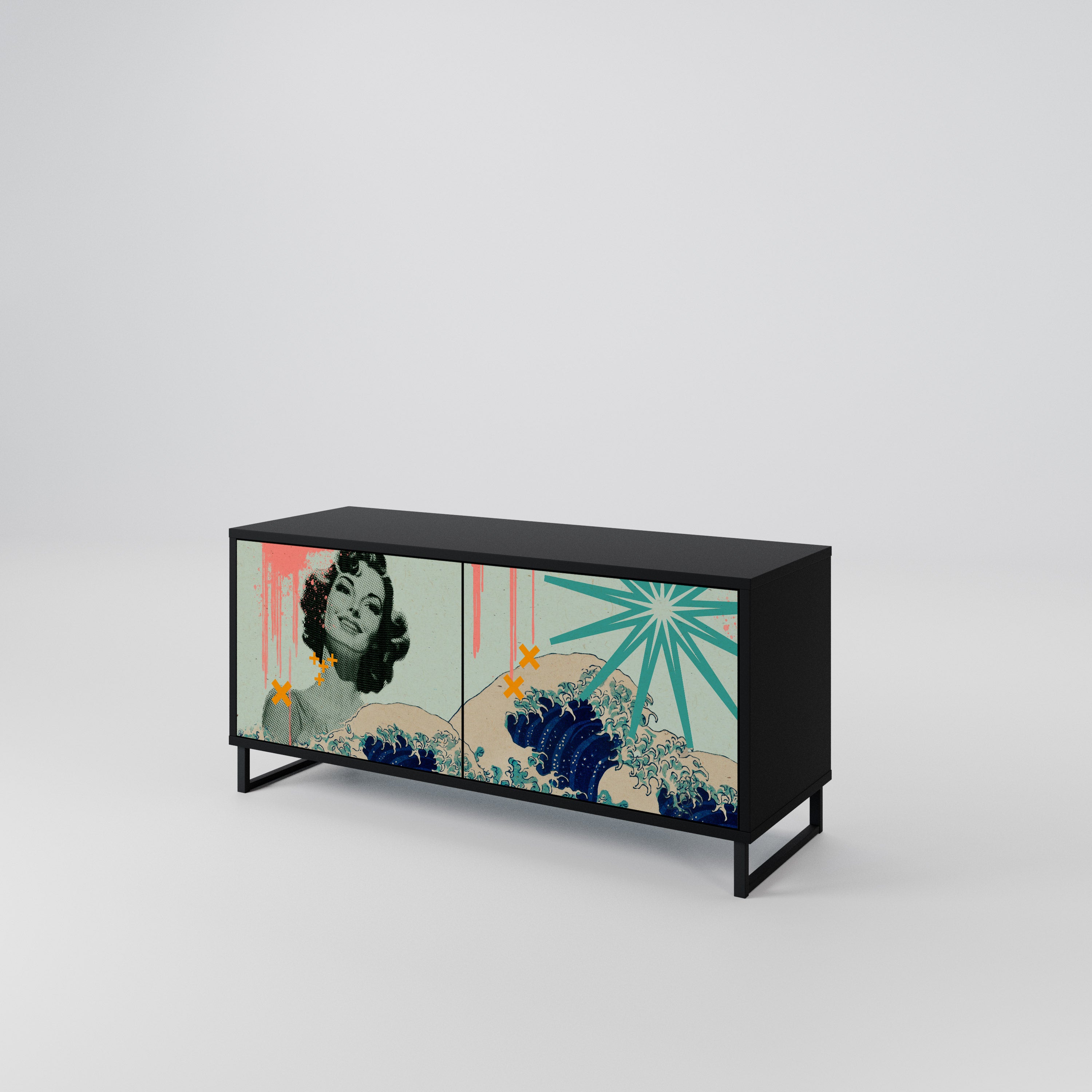 KANAGAWA BEAUTY Kompaktowa szafka RTV 2-drzwiowa