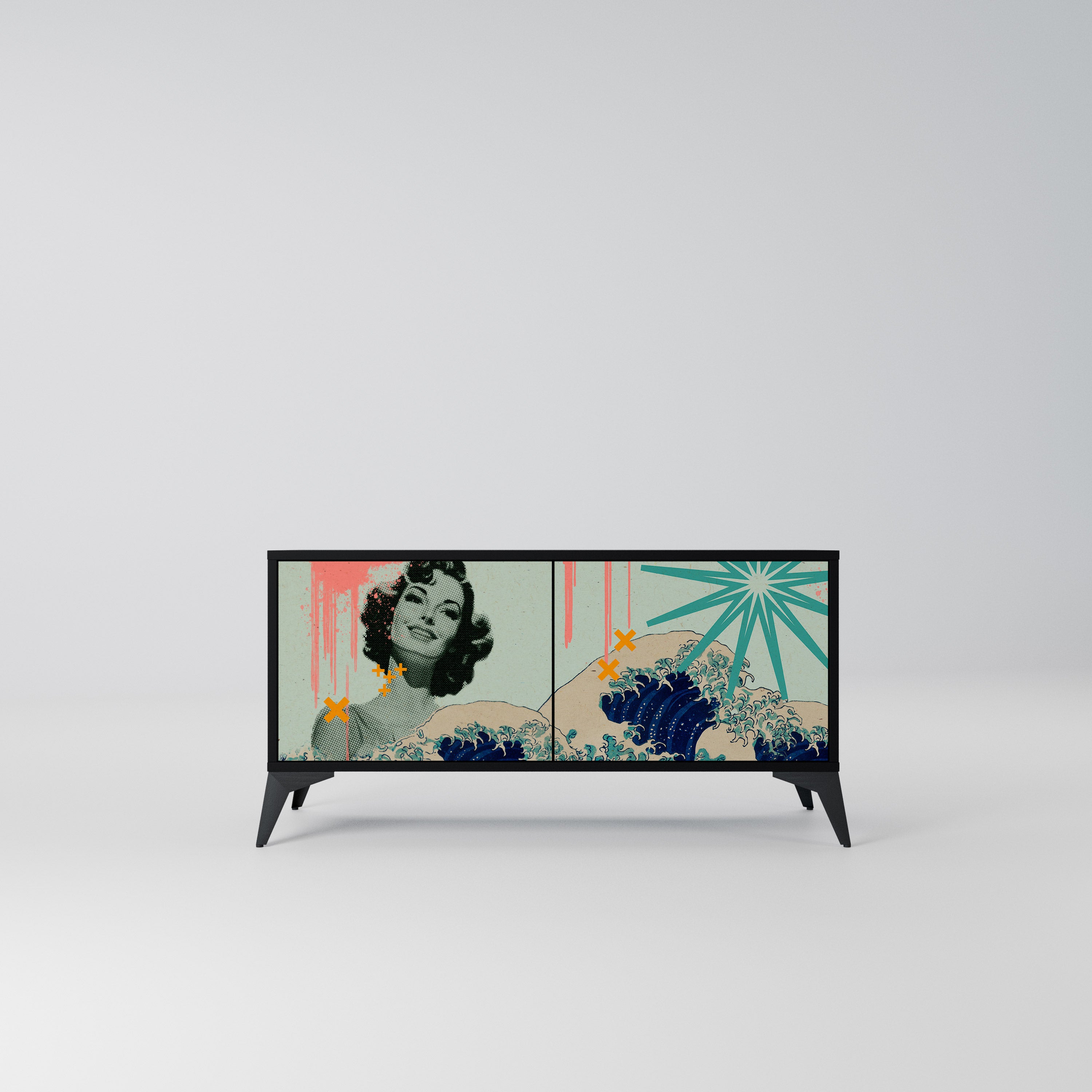 KANAGAWA BEAUTY Kompaktowa szafka RTV 2-drzwiowa