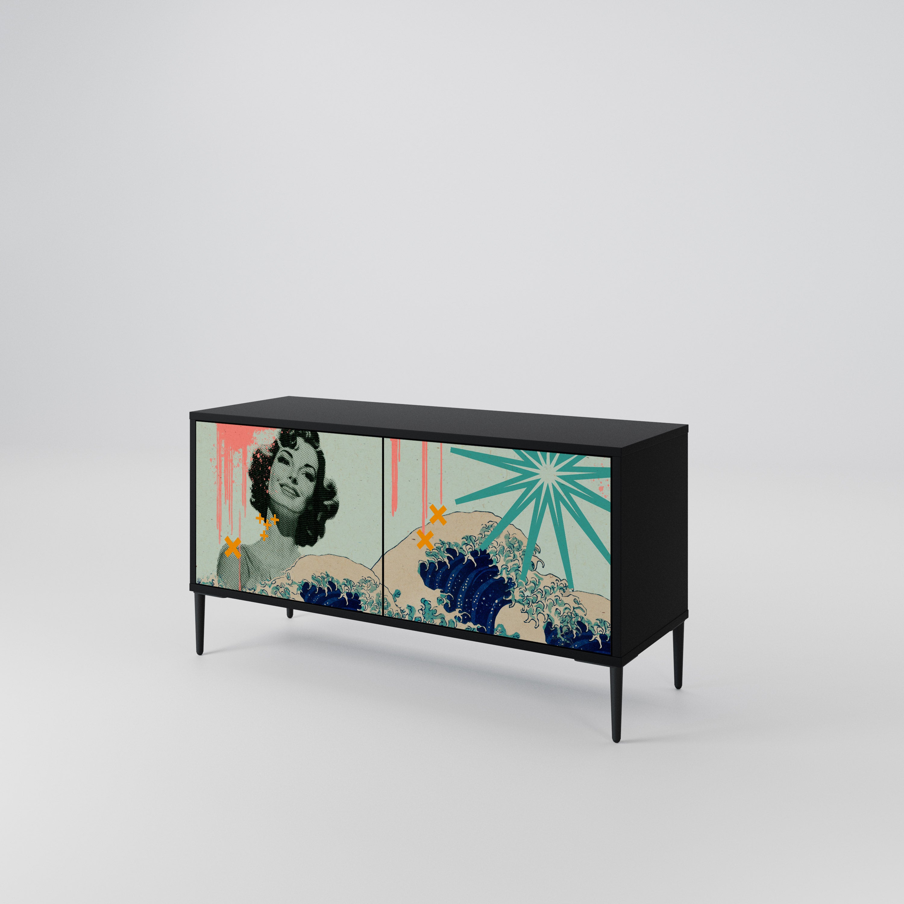 KANAGAWA BEAUTY Kompaktowa szafka RTV 2-drzwiowa