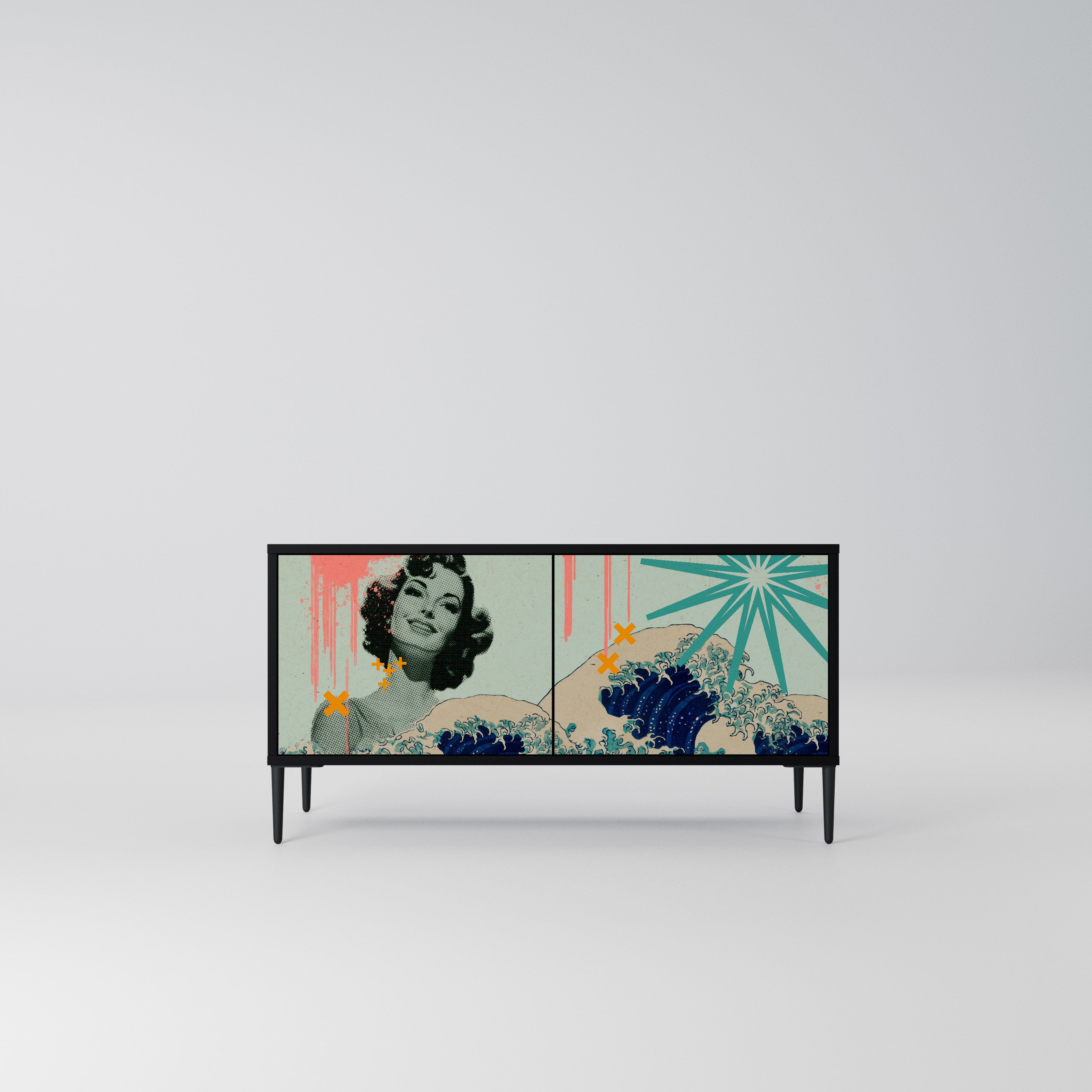 KANAGAWA BEAUTY Kompaktowa szafka RTV 2-drzwiowa