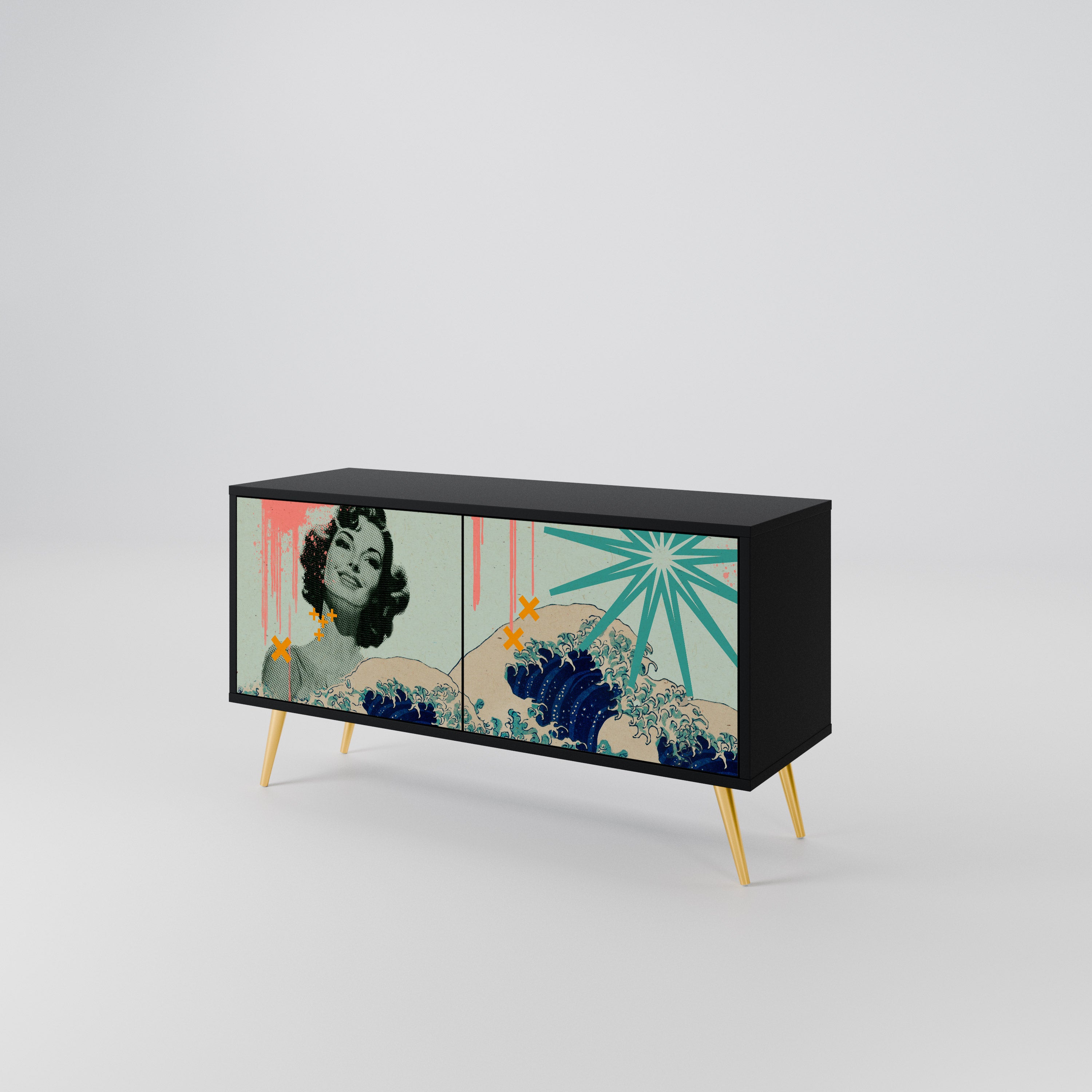 KANAGAWA BEAUTY Kompaktowa szafka RTV 2-drzwiowa