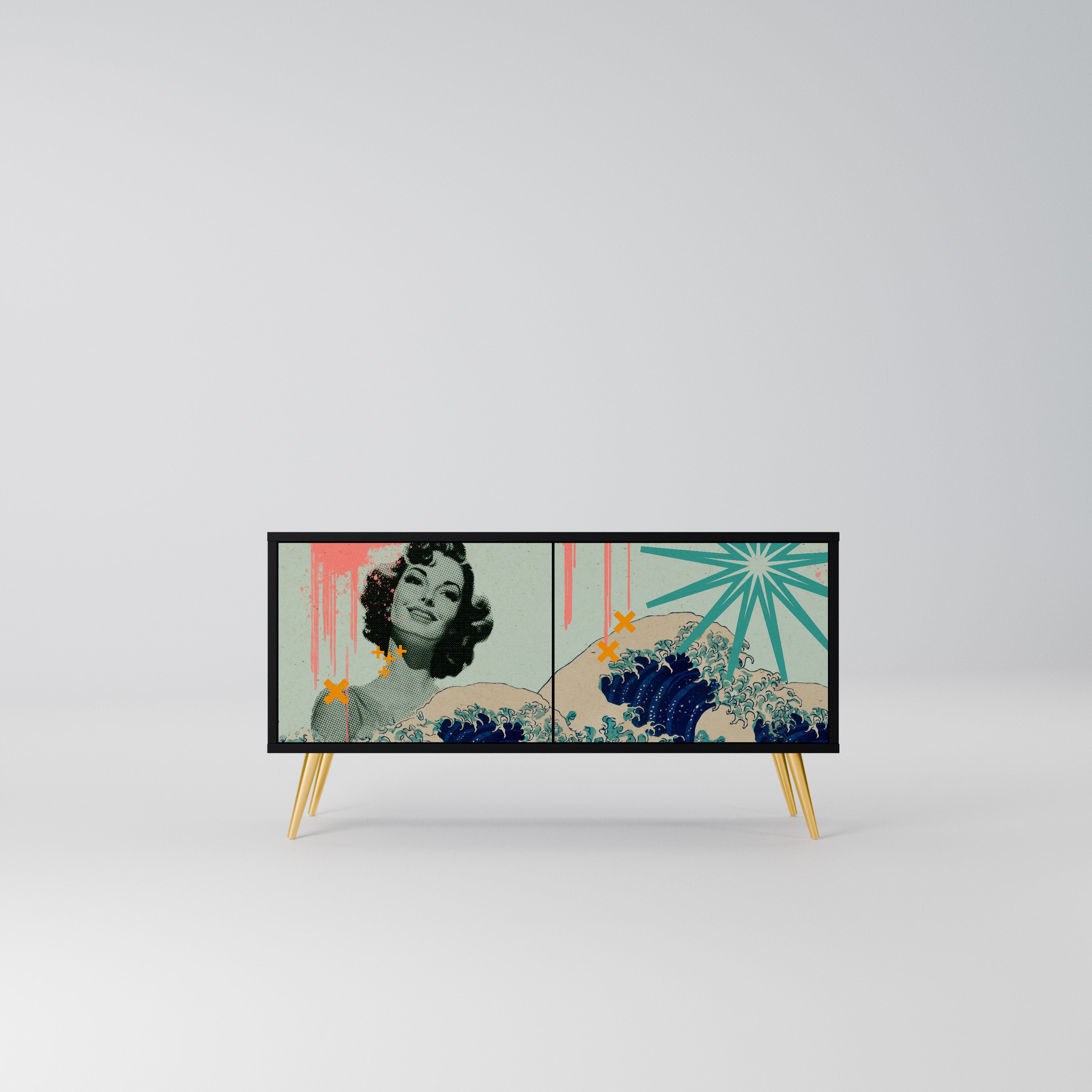 KANAGAWA BEAUTY Kompaktowa szafka RTV 2-drzwiowa