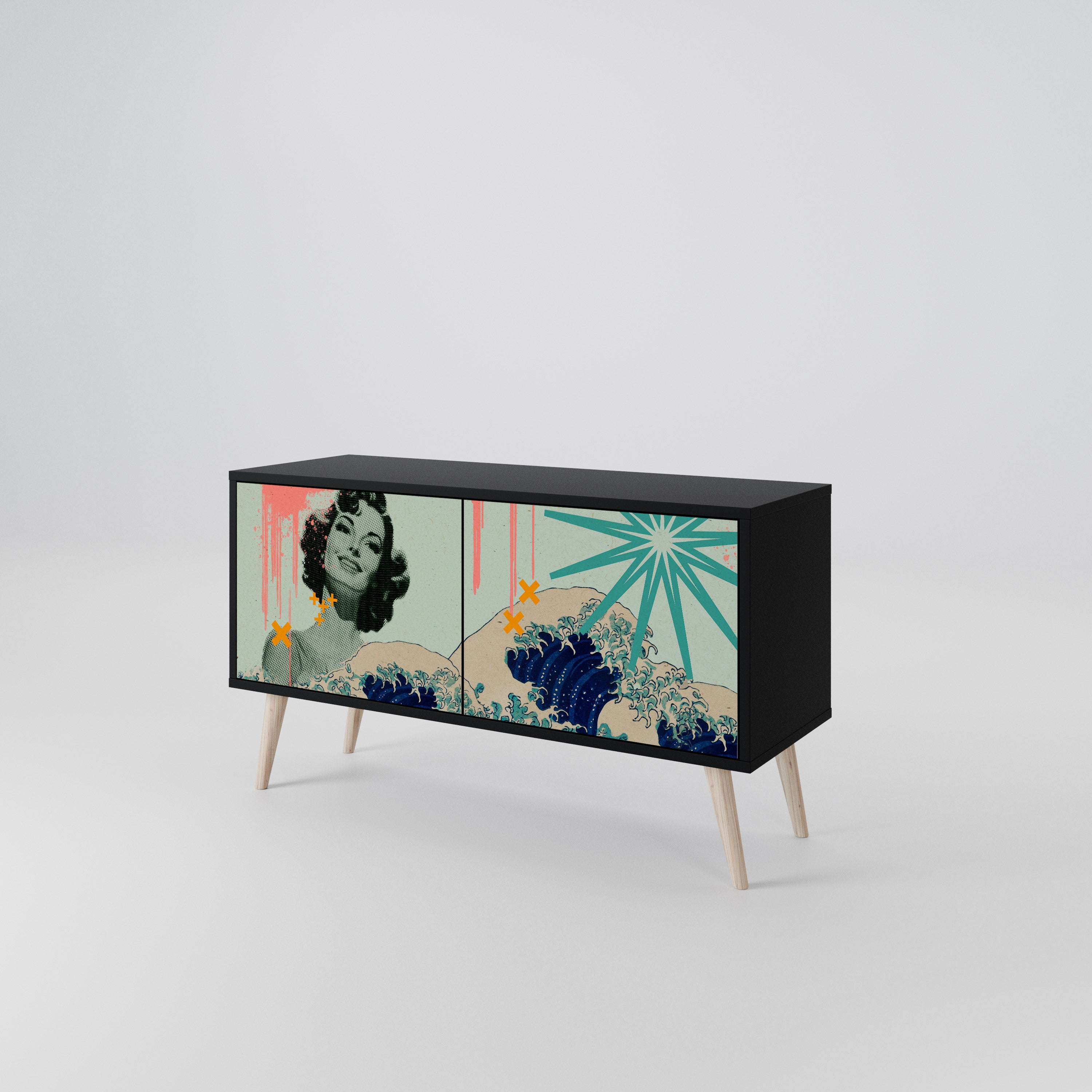 KANAGAWA BEAUTY Kompaktowa szafka RTV 2-drzwiowa