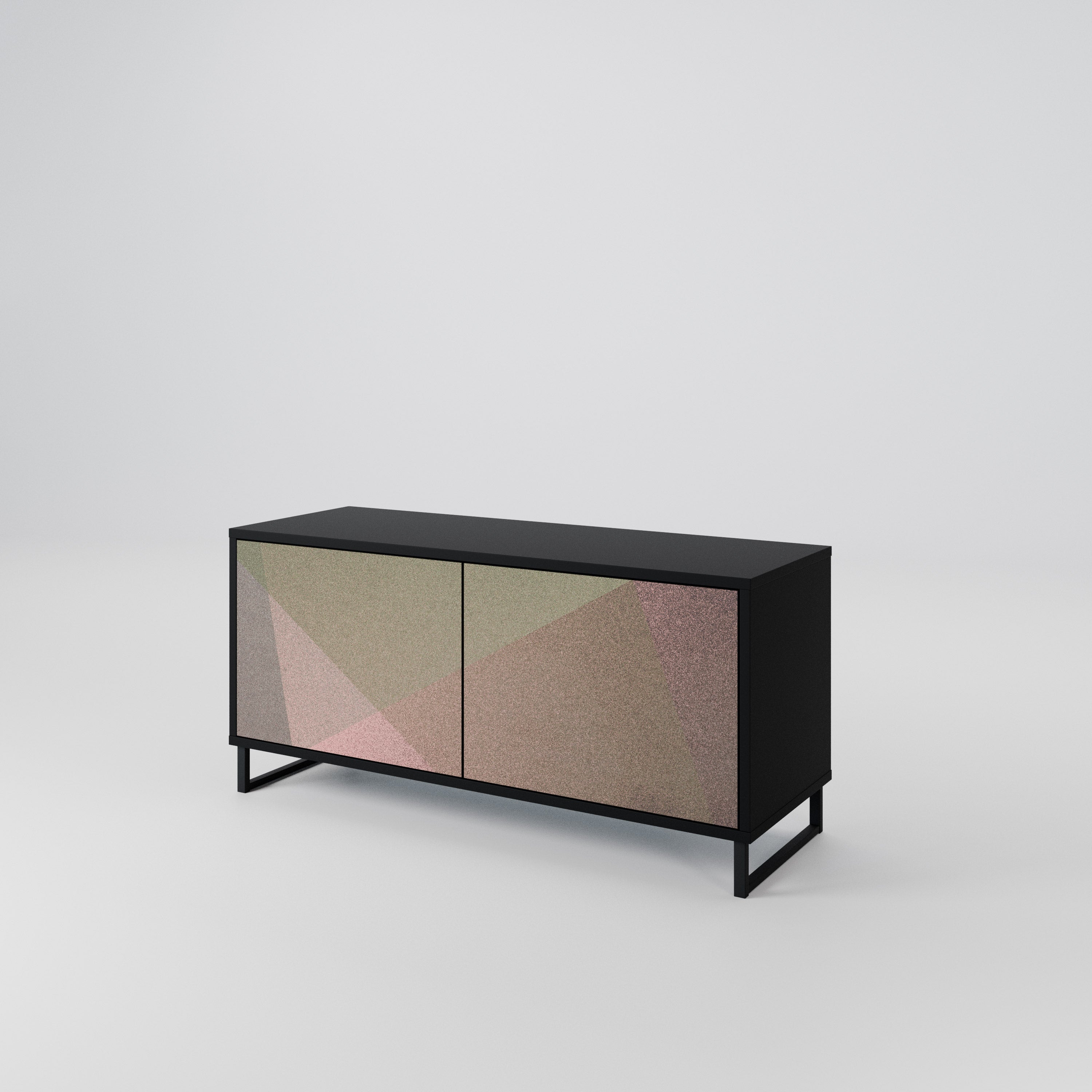 BEIGE GEOMETRY Kompaktowa szafka RTV 2-drzwiowa