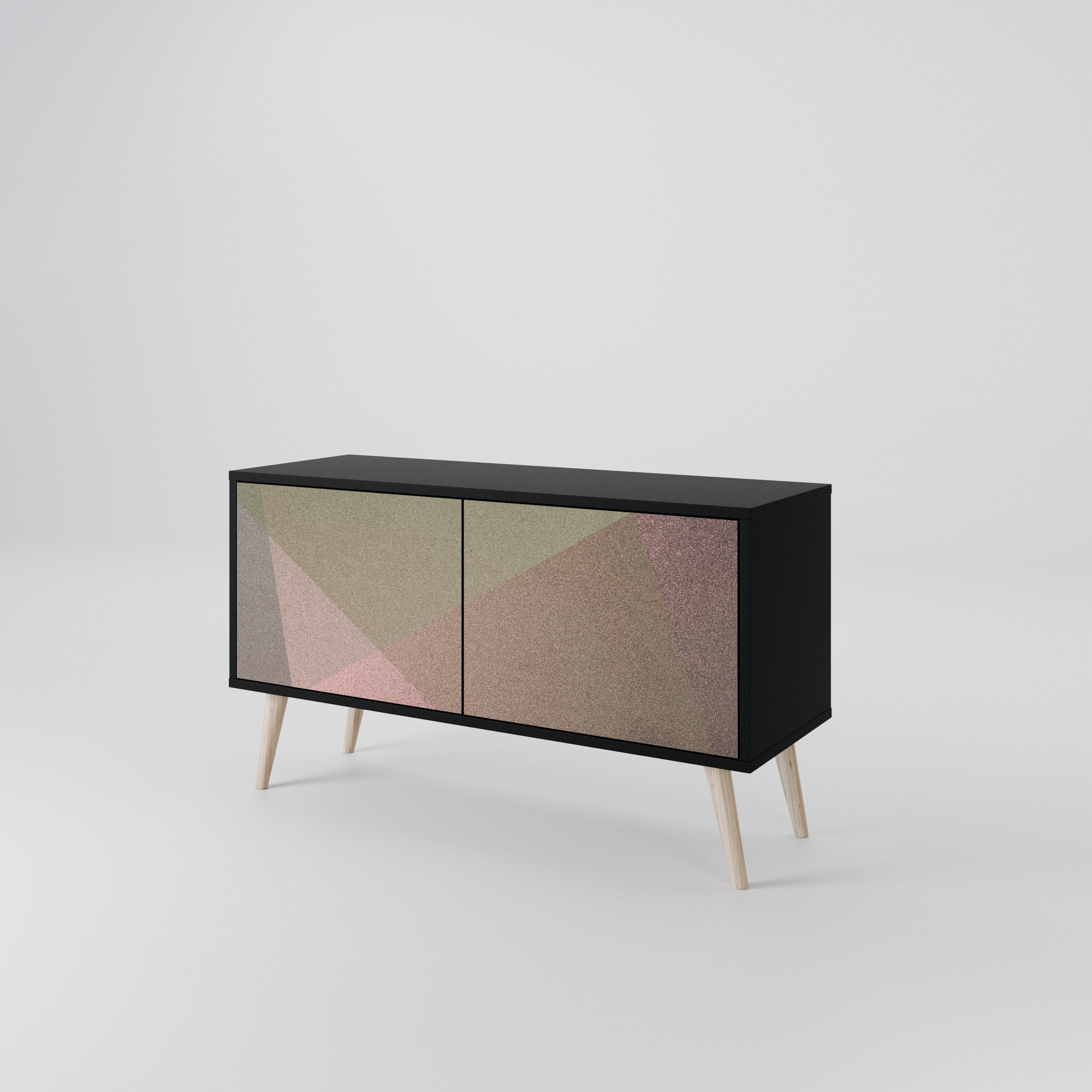 BEIGE GEOMETRY Kompaktowa szafka RTV 2-drzwiowa