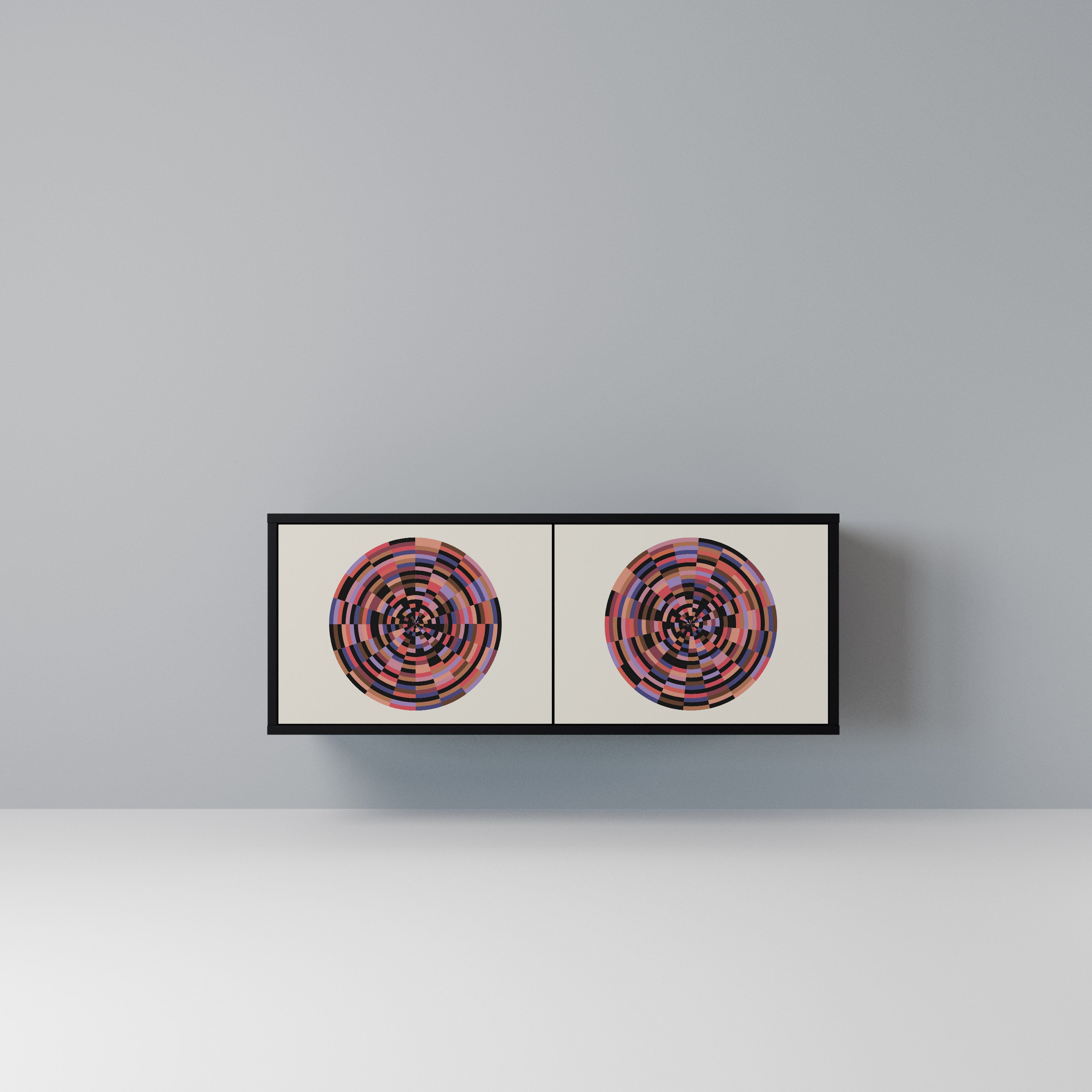 BROWN CIRCLES Kompaktowa szafka RTV 2-drzwiowa