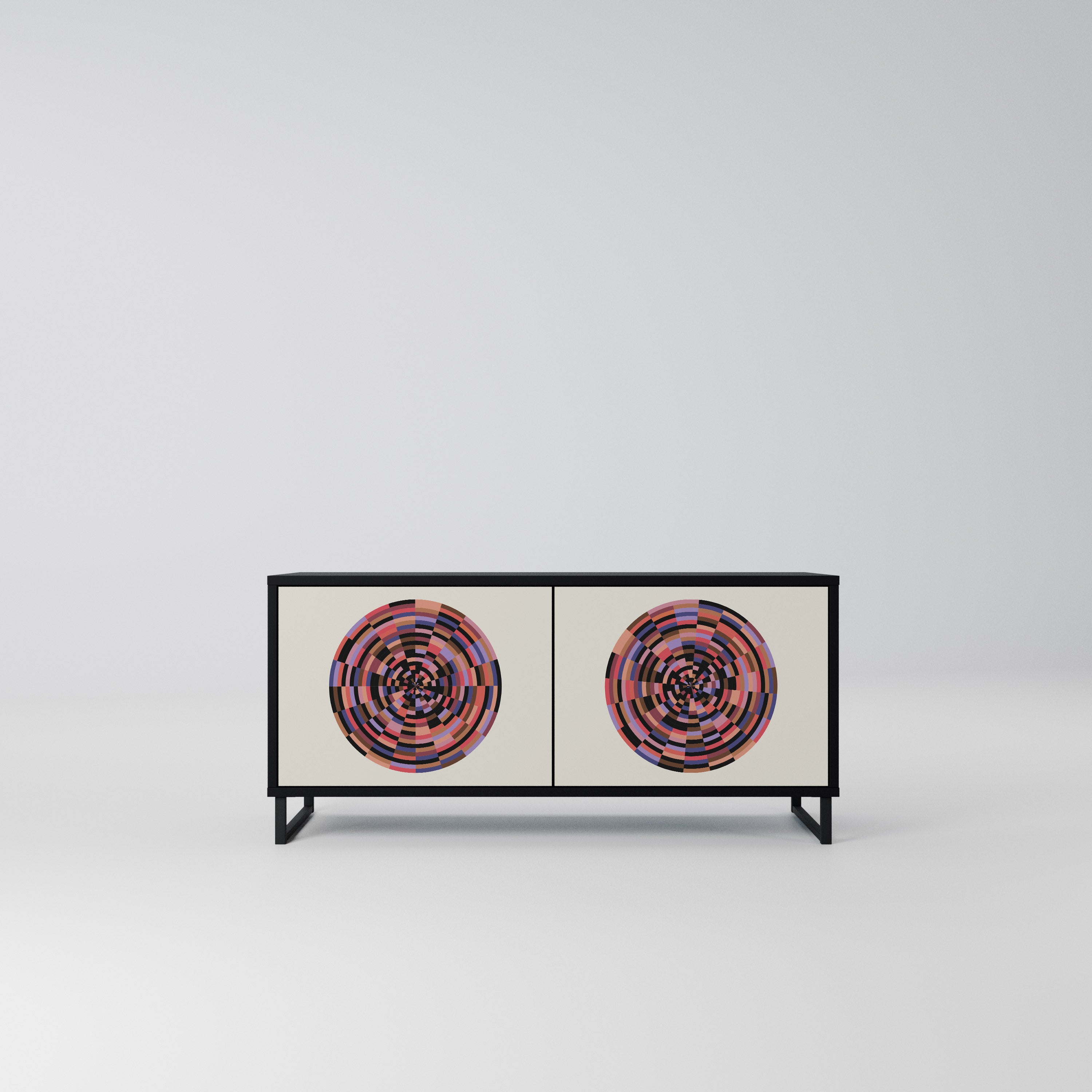 BROWN CIRCLES Kompaktowa szafka RTV 2-drzwiowa