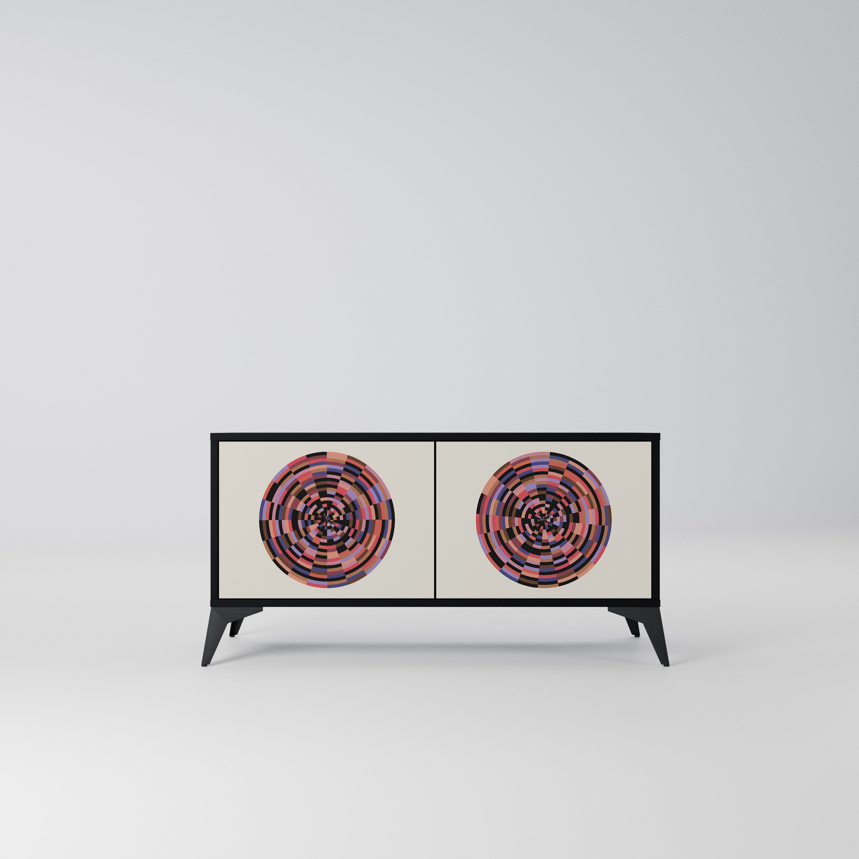 BROWN CIRCLES Kompaktowa szafka RTV 2-drzwiowa