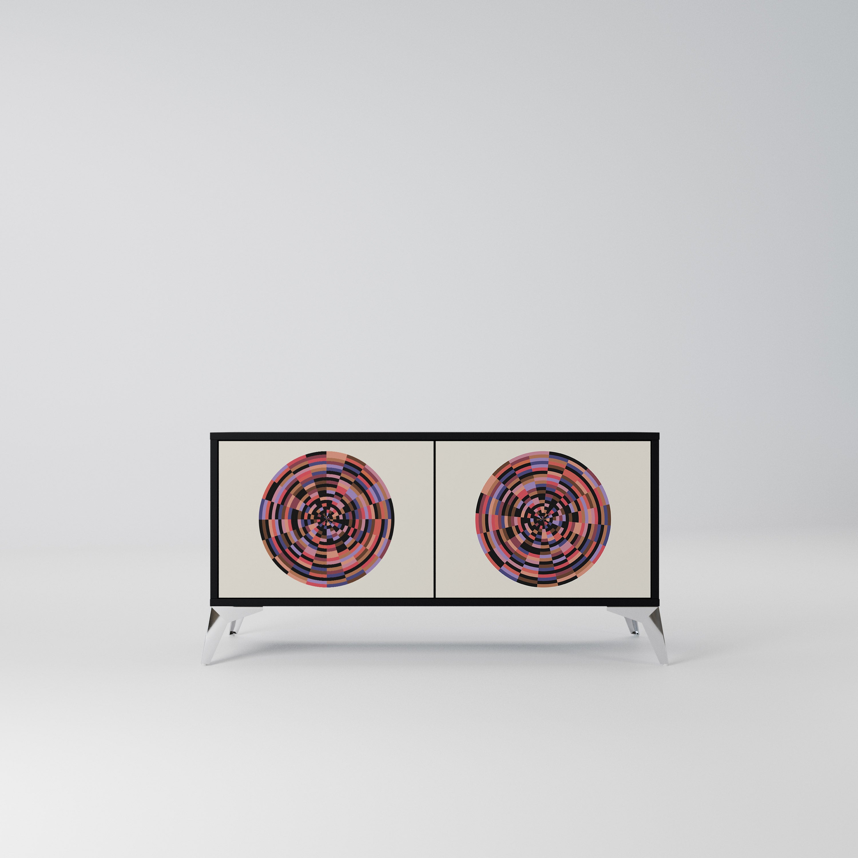 BROWN CIRCLES Kompaktowa szafka RTV 2-drzwiowa