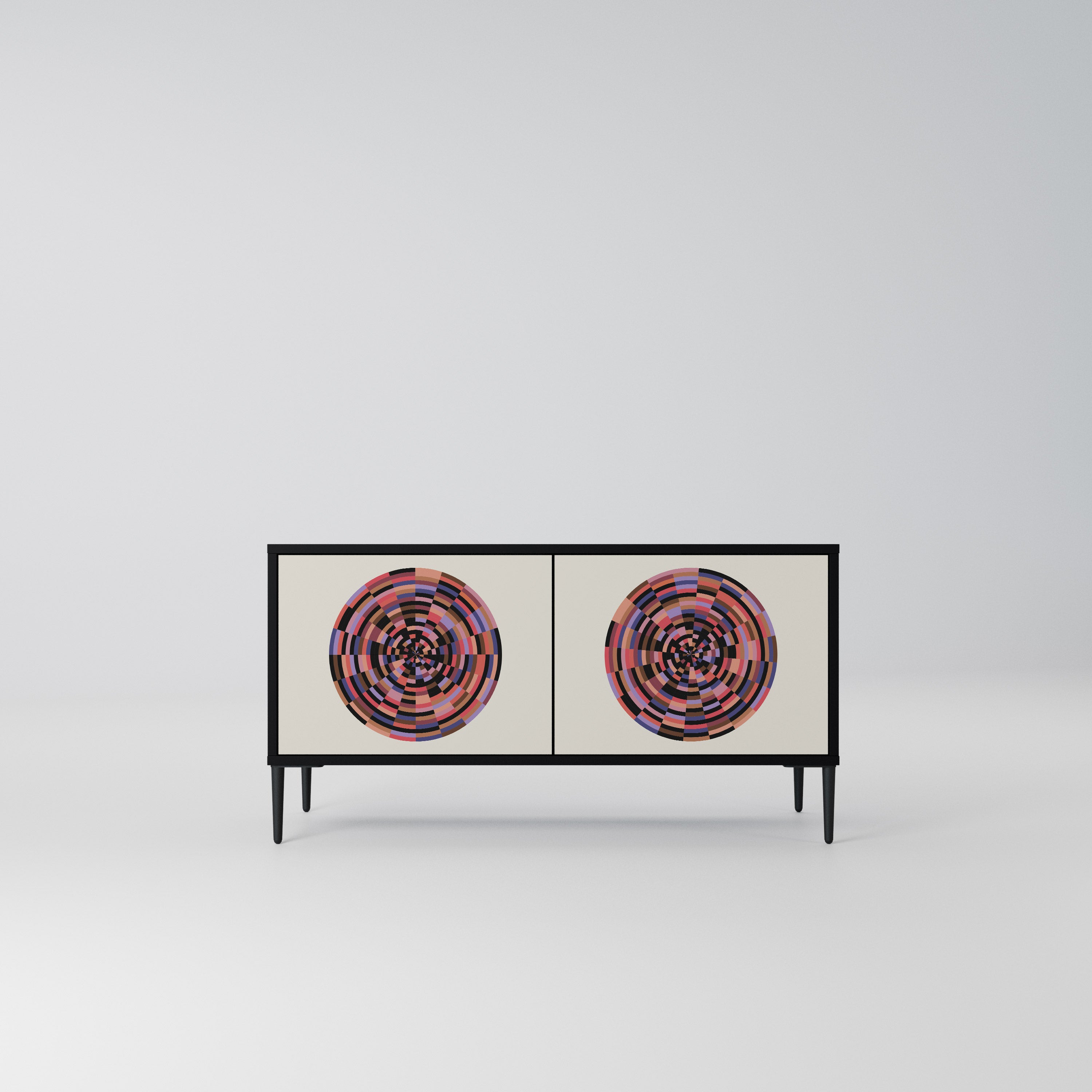 BROWN CIRCLES Kompaktowa szafka RTV 2-drzwiowa