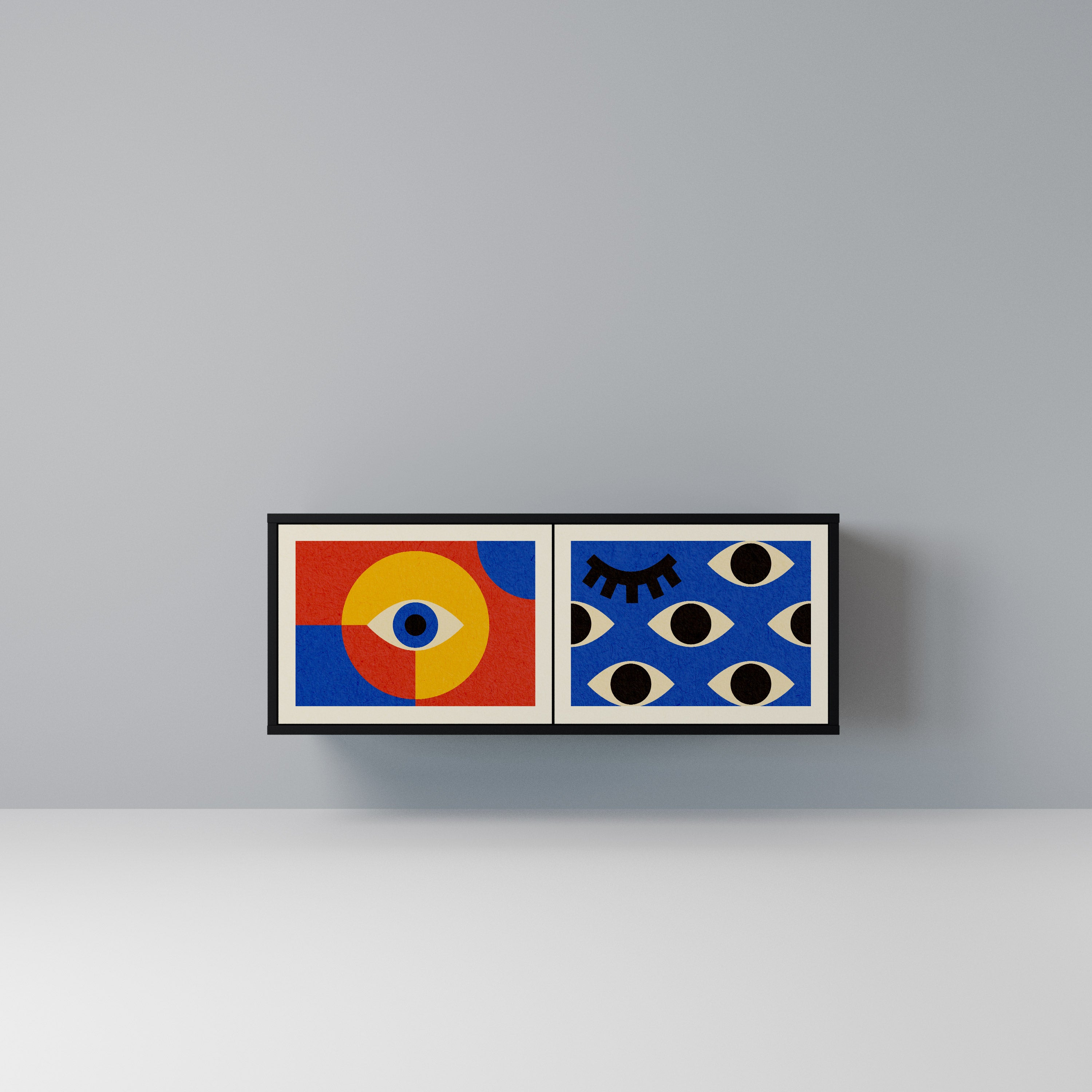 GEOMETRIC EYES Kompaktowa szafka RTV 2-drzwiowa