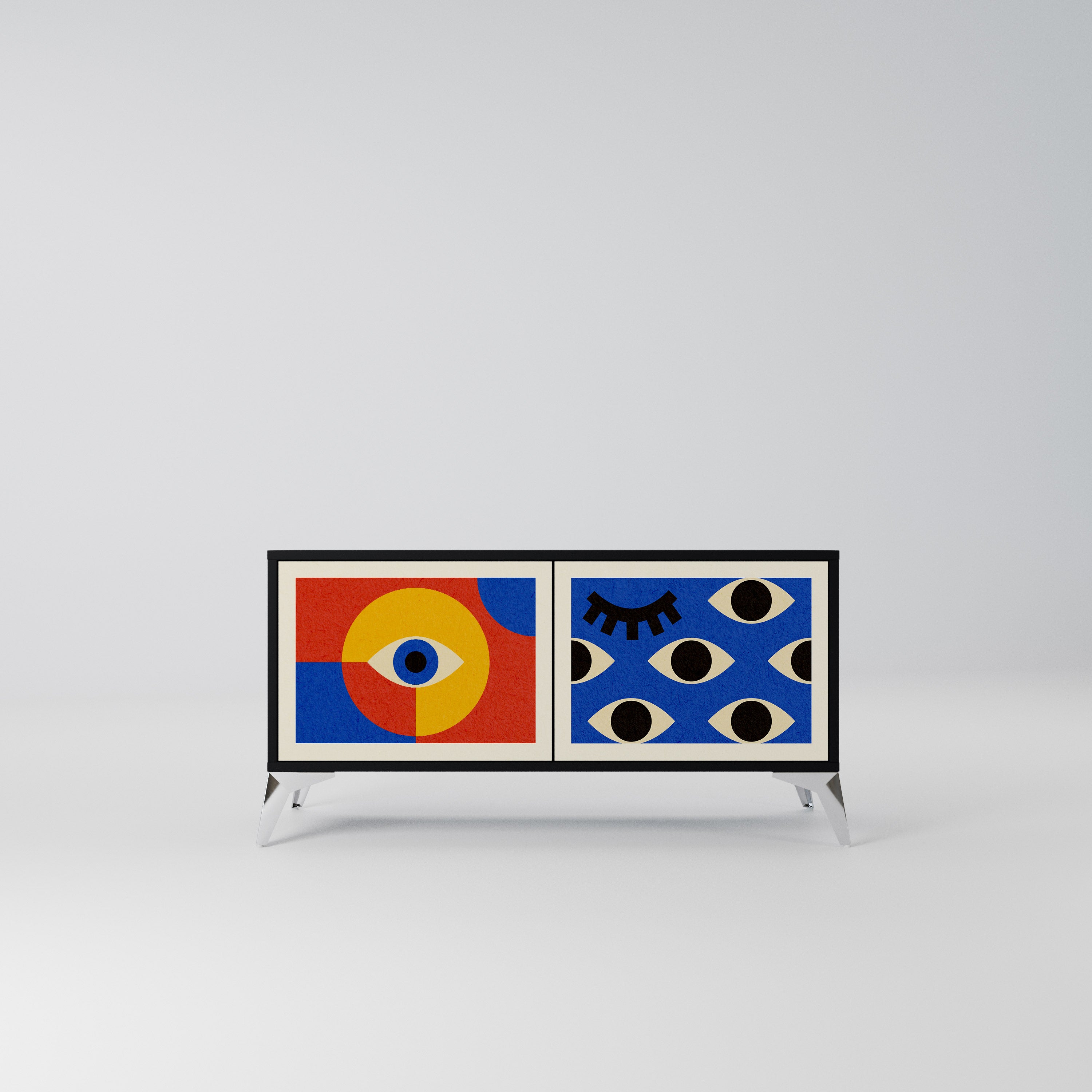 GEOMETRIC EYES Kompaktowa szafka RTV 2-drzwiowa