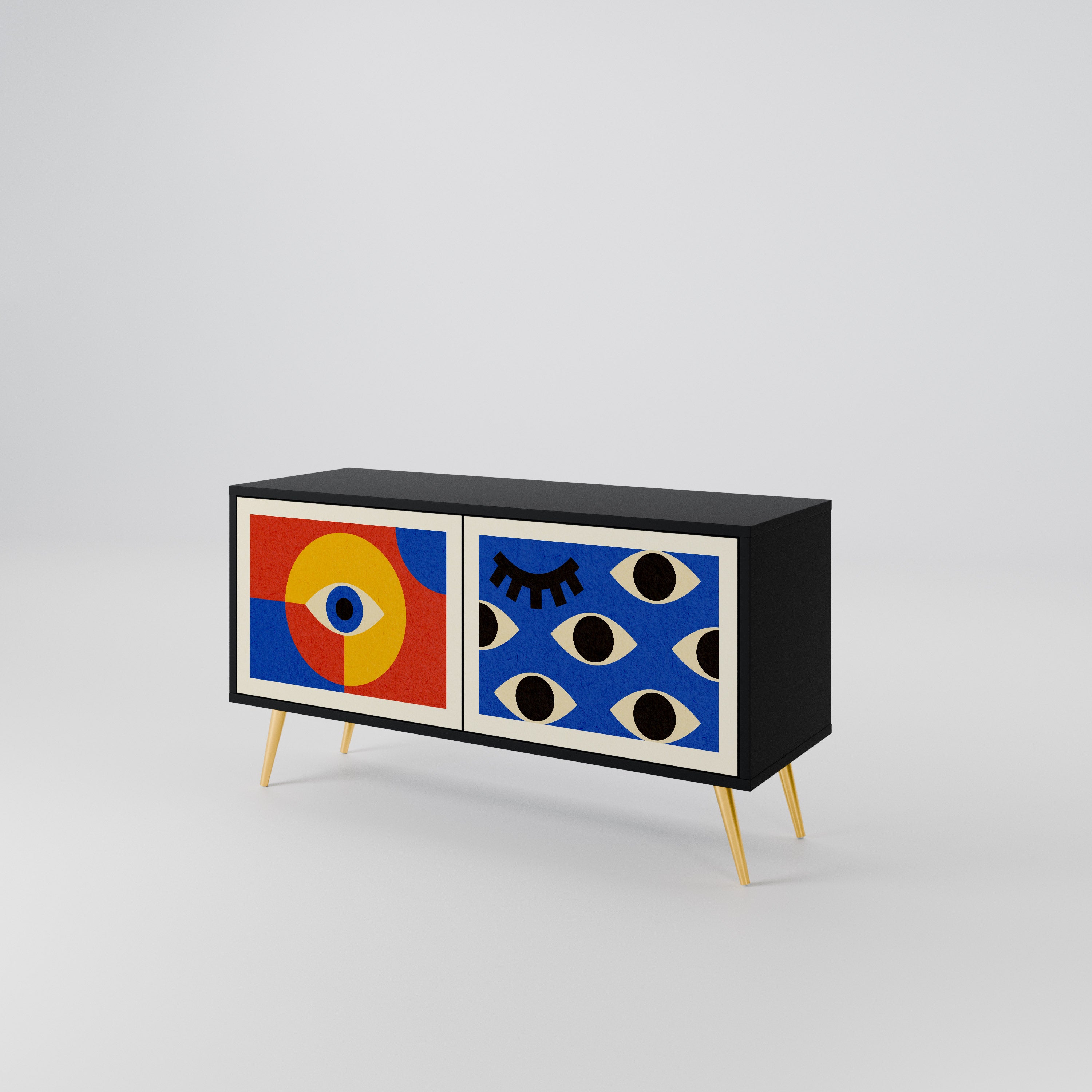 GEOMETRIC EYES Kompaktowa szafka RTV 2-drzwiowa