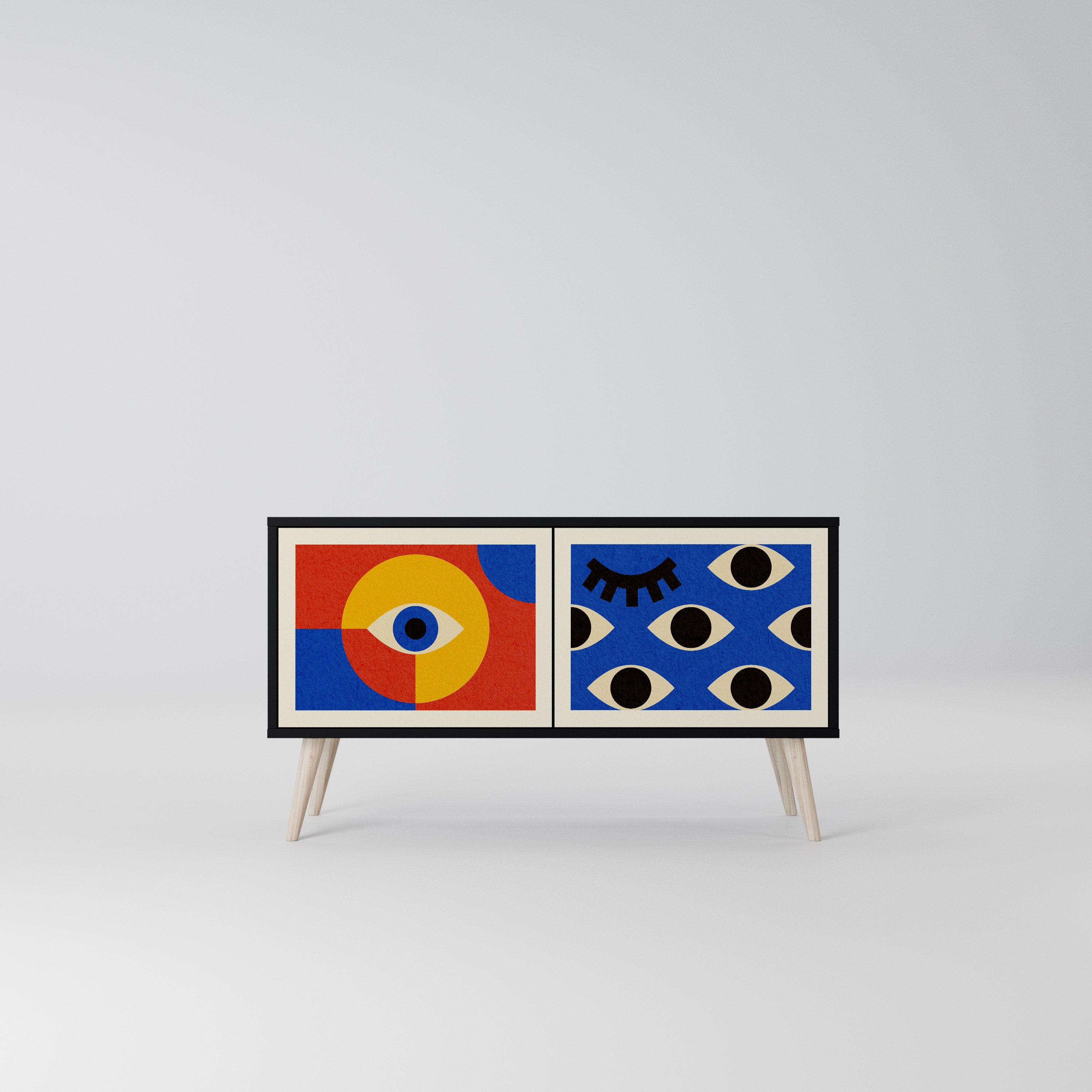 GEOMETRIC EYES Kompaktowa szafka RTV 2-drzwiowa